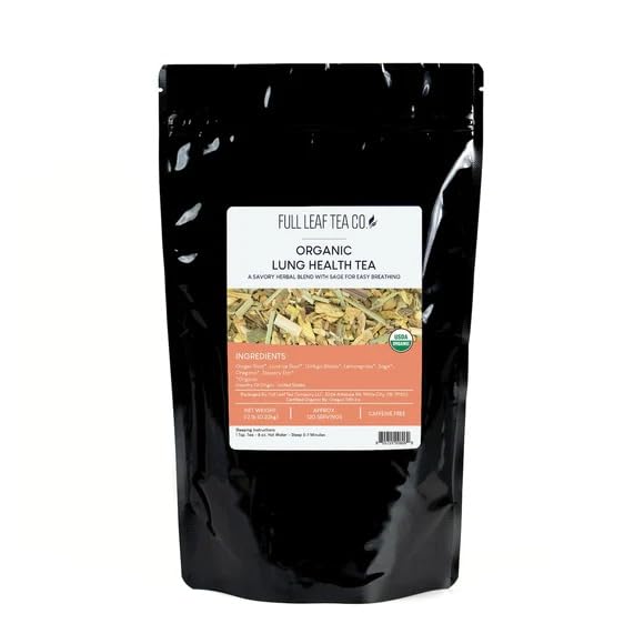 Organic Lung Health Loose Leaf Tea - 1/2 Pound Bag (Approx. 120 Servings) | Full Leaf Tea Co. | Herbal Tea for Respiratory Support & Wellness | Perfect for Daily Detox & Immune Boosting