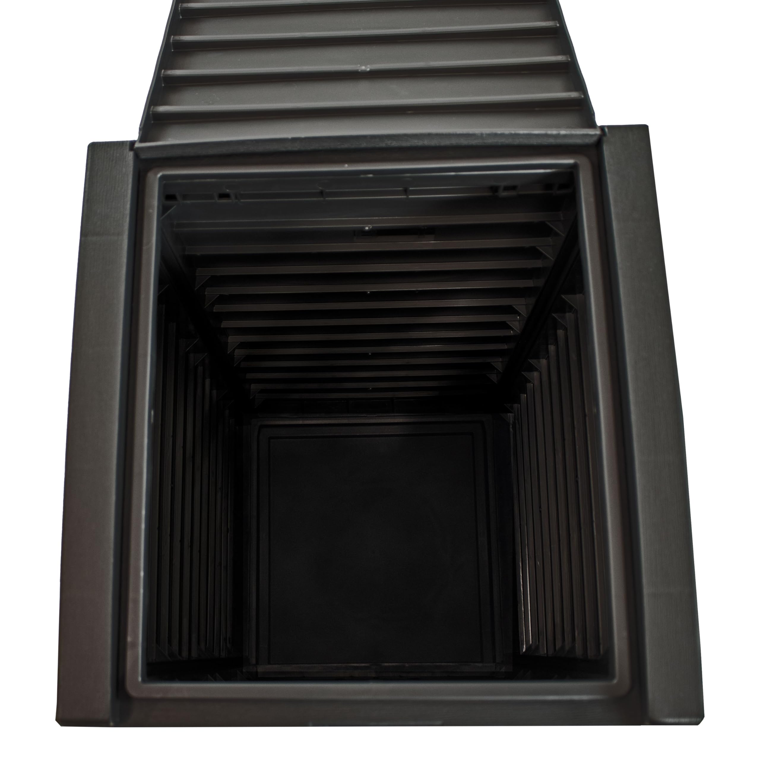 Sunnydaze 39-Gallon Outdoor Trash Can with Lid & Built-in Drip Tray - Weatherproof Resin Garbage Bin for Patio, Deck, Backyard & Garden - Black