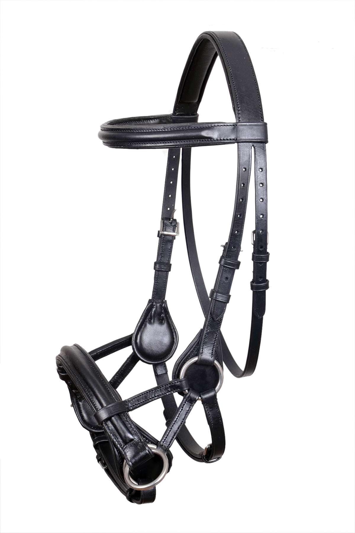 MEWATI Premium Vegetable Tanned Leather Bitless Bridle with Stainless Steel-Web Reins for Horses - English Side Pull Design | Comfortable & Durable Equestrian Equipment for Trail Riding & Dressage Training