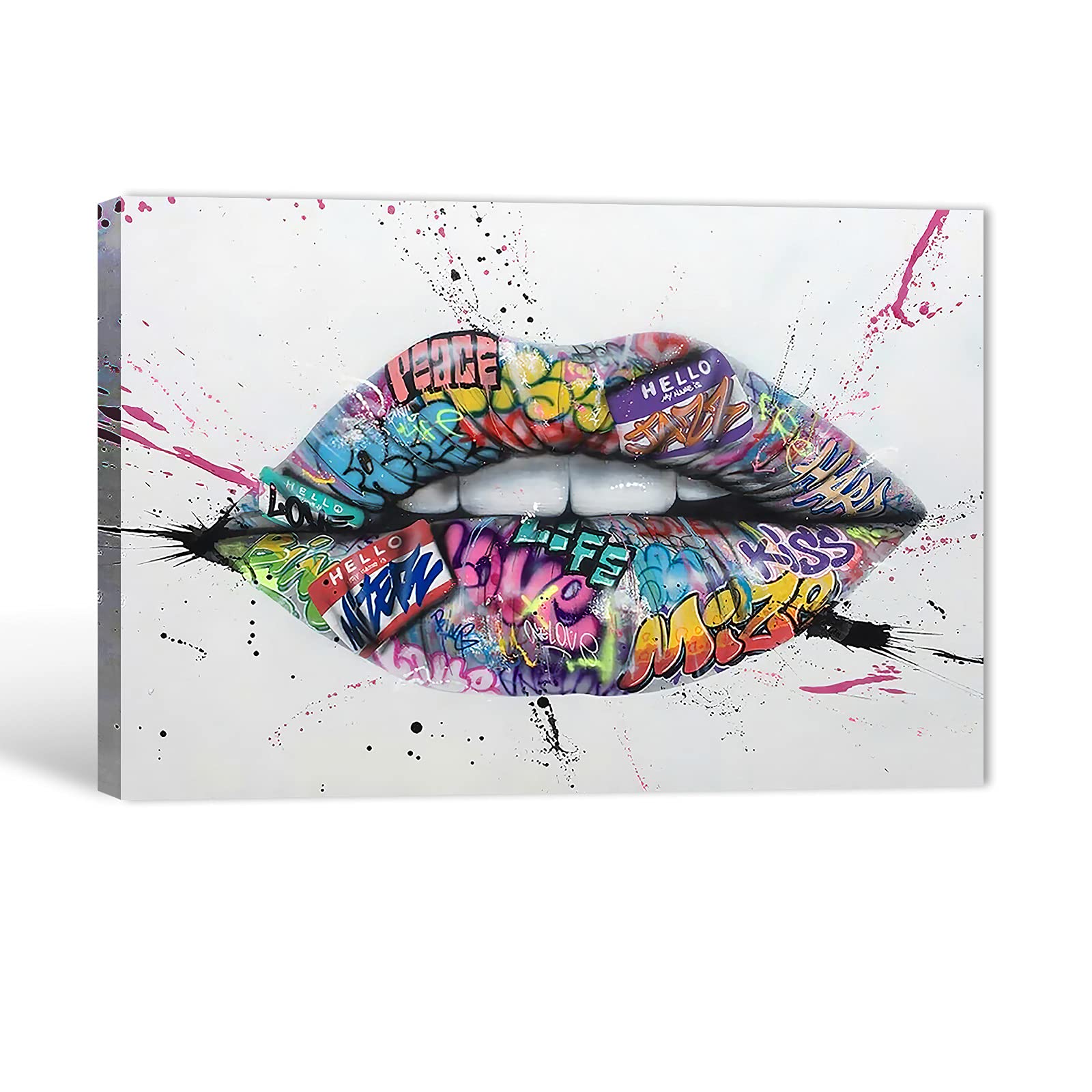 TIMUBA Graffiti Wall Art - Large 32x48 Inches Canvas Painting for Living Room, Bedroom & Home Decor - Urban Street Art Style Wall Decor - Perfect for Modern, Industrial & Teen Room Aesthetics