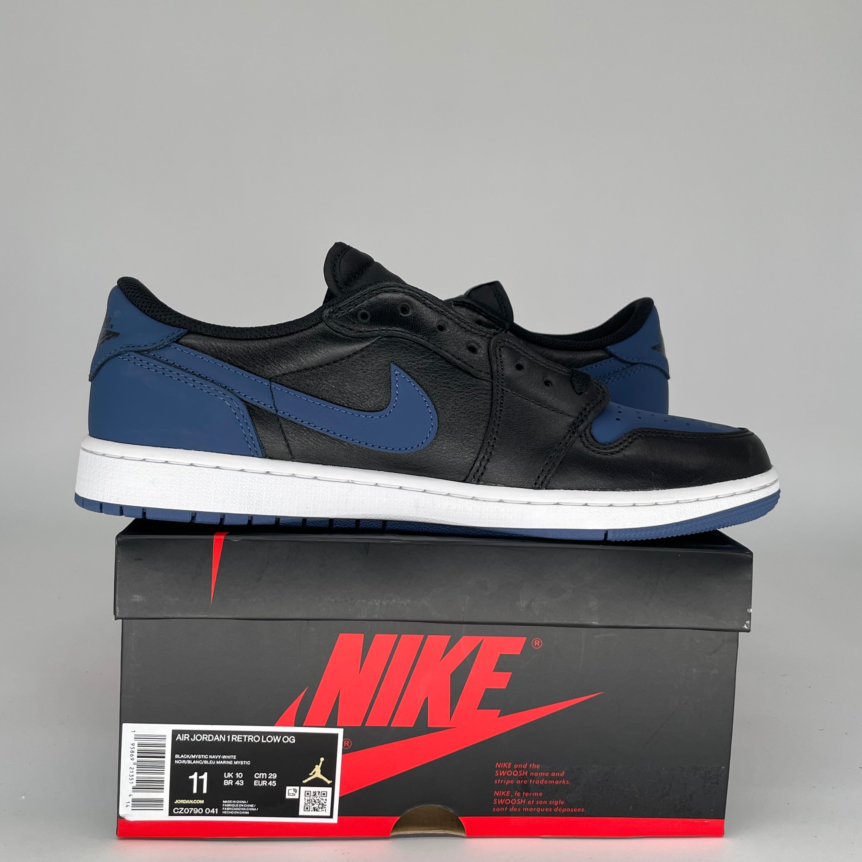 Original Air Jordan 1 Low Mystic Navy Men's Shoes Size 11 - CZ0790-041 | Retro Basketball Sneakers for Casual Wear & Street Style