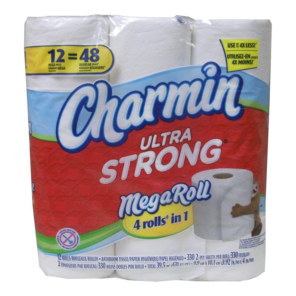 Charmin Ultra Strong Toilet Paper 12 Mega Rolls (Equivalent to 48 Regular Rolls) | Soft, Durable Bathroom Tissue for Home & Office Use