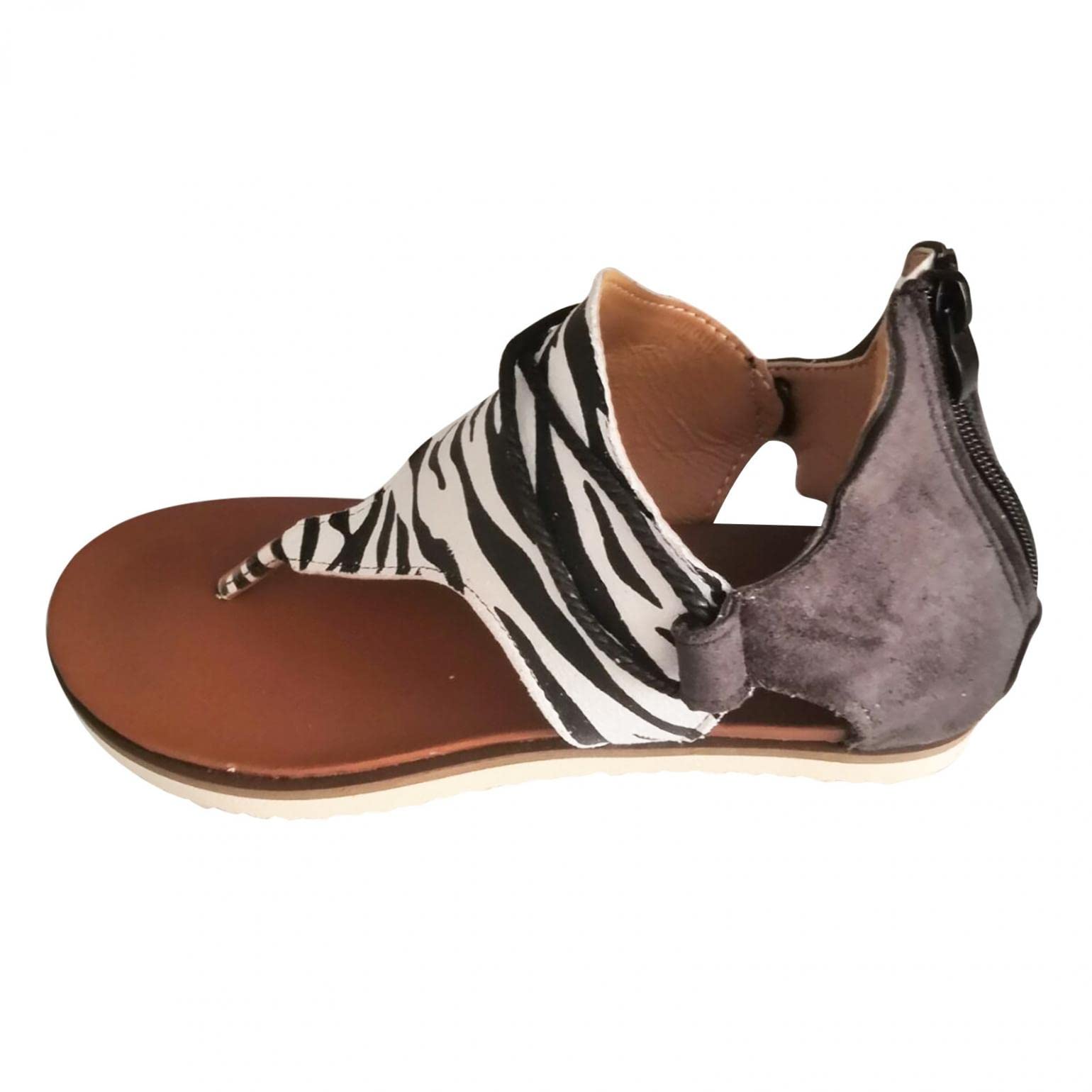 FABIURT Women's Gladiator Sandals - Bohemian Roman Open Toe Flat Summer Sandals for Women - Casual Beach, Vacation & Everyday Wear Slippers