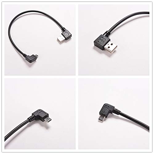 1PC 27cm Right Angle USB 2.0 Male to 90 Degree Left Angle Micro USB 5 Pin Male Cable - High Speed Data Sync & Charging Cord Adapter for Smartphones, Tablets, Cameras & Gaming Devices - Perfect for Tight Spaces & Car Charging