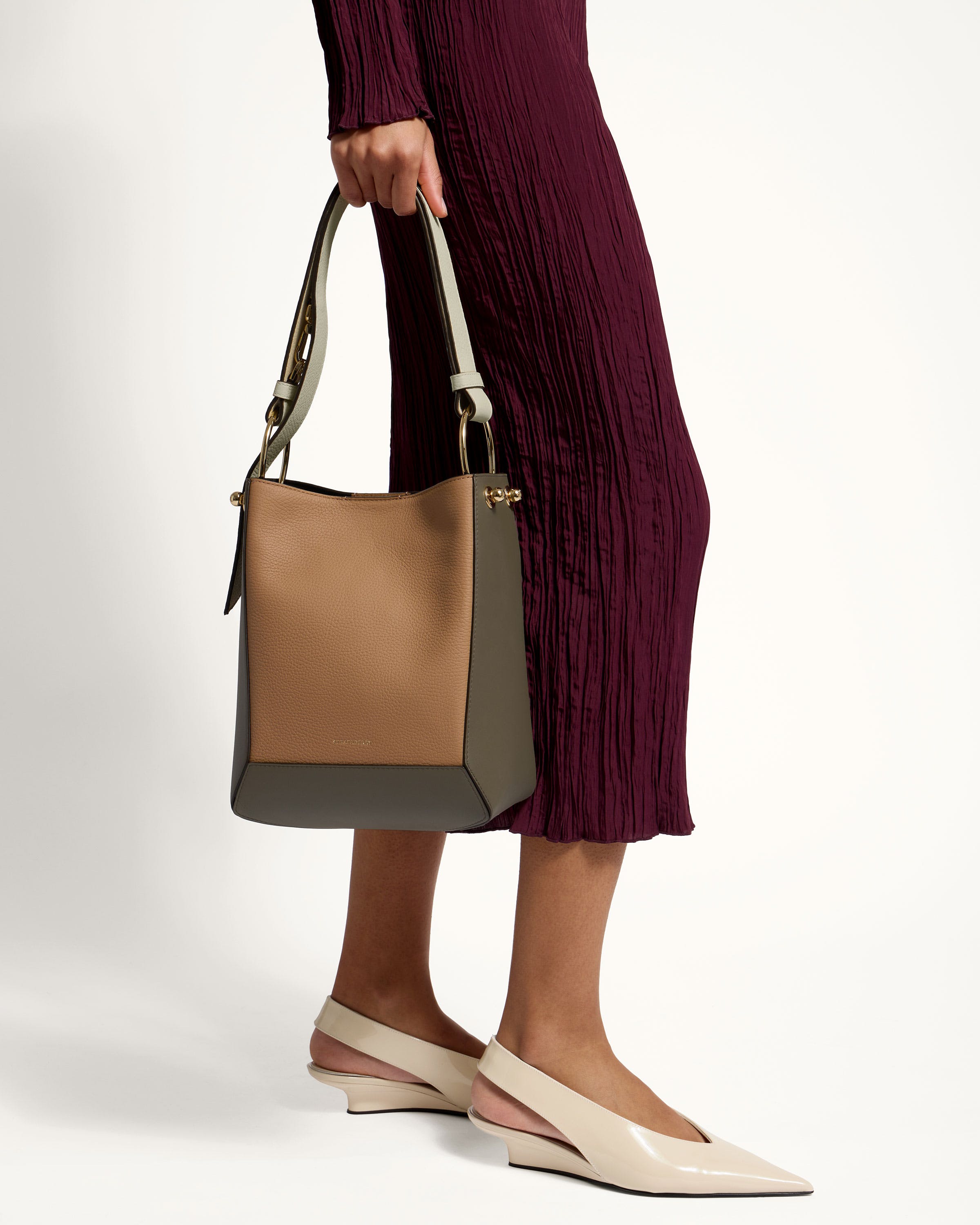 Lana Midi Bucket Bag for Women - Khaki, Caramel & Diamond Colors | Stylish Crossbody Purse for Everyday Use, Travel & Date Nights