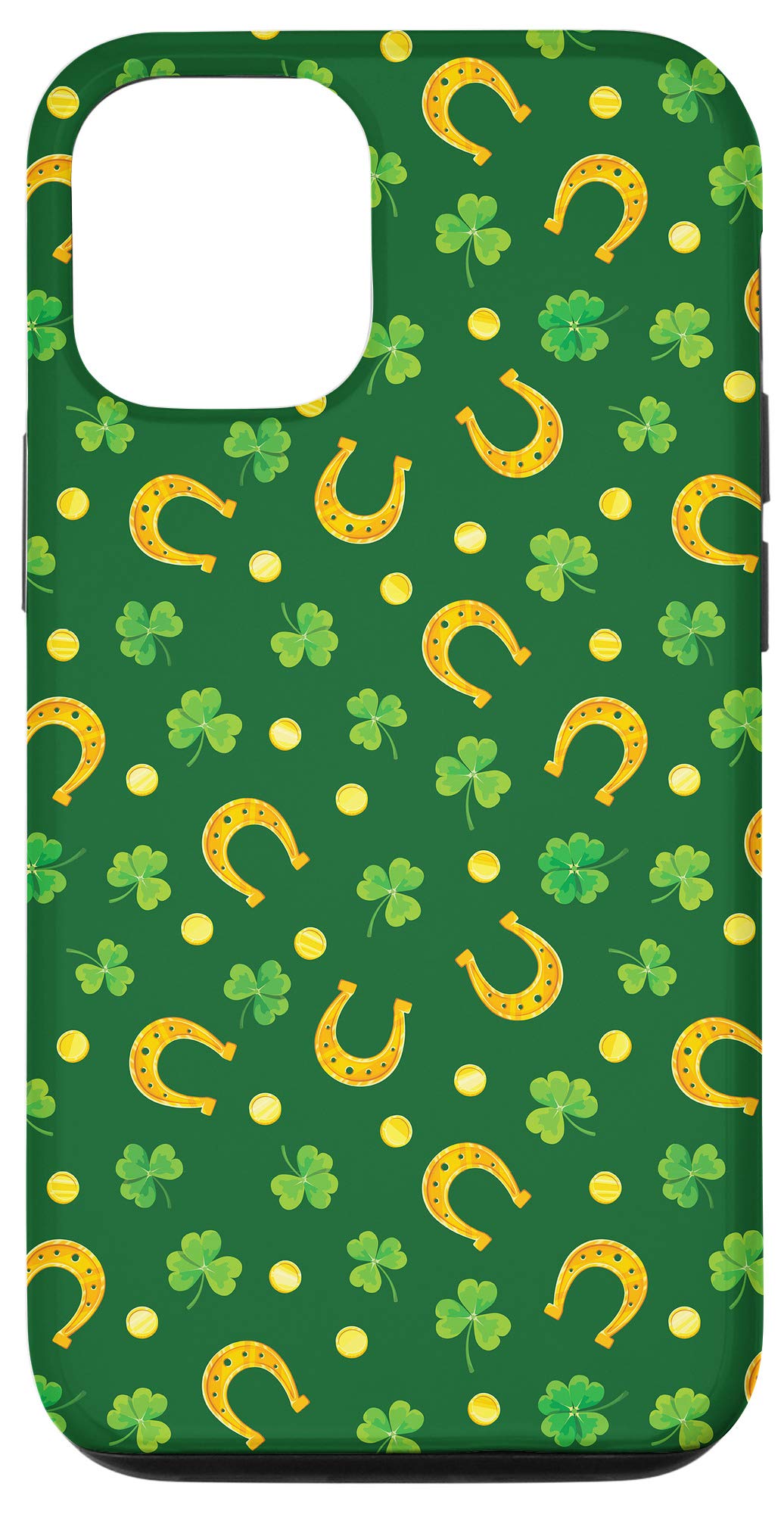 iPhone 12/12 Pro Lucky Clover & Horseshoe Protective Case - Irish Shamrock Design for Good Fortune | Perfect Gift for St. Patrick's Day & Everyday Use