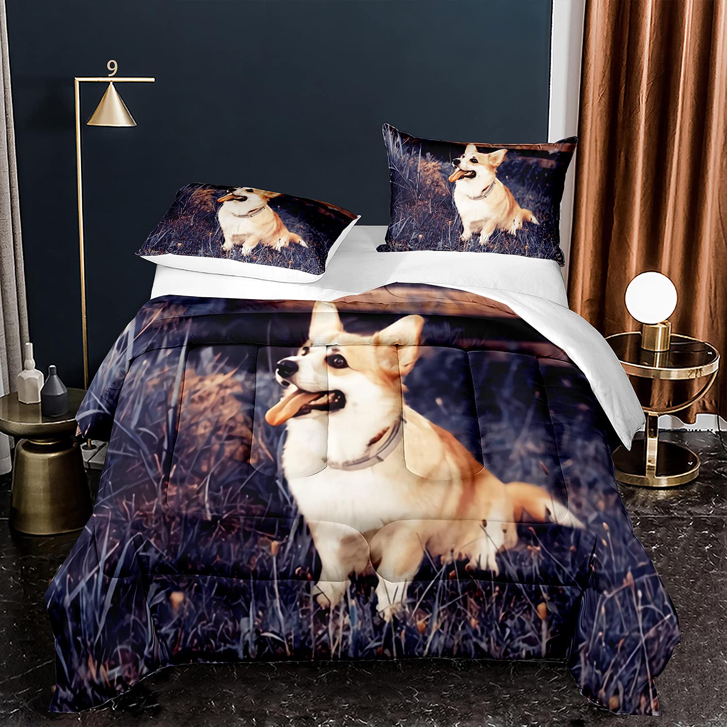 3 Piece King Size Dog Comforter Set - Cozy Quilted Duvet with 2 Pillow Cases for Kids & Adults | Cute Puppy Dog Themed Bedding | Perfect for Pet Lovers' Bedroom Decor & Gift Giving