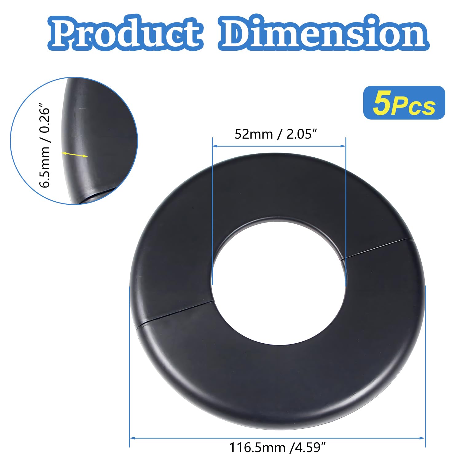 2Pcs Black ABS Wall Split Flange for 2