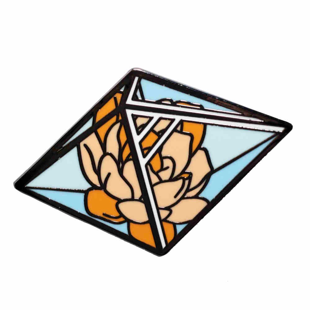 Succulent Plant Octahedron Crystal Glass Terrarium Enamel Pin - Unique Botanical Jewelry for Nature Lovers, Perfect for Lapel Pins, Backpacks & Gifts
