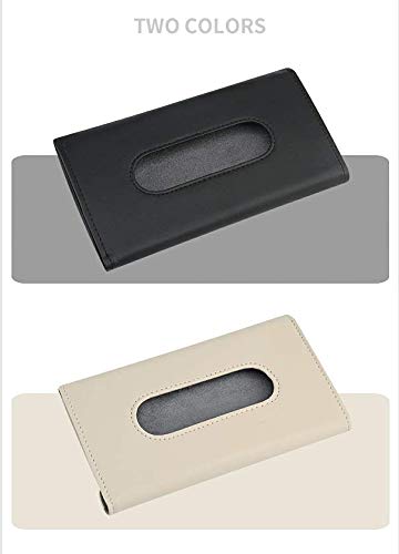 Premium Car Tissue Holder & Mask Bracket - PU Leather Sun Visor Tissue Box Organizer for Car Accessories - Perfect for Visor & Seat Back Storage (Beige) | Ideal for Road Trips, Daily Commutes & Family Travel