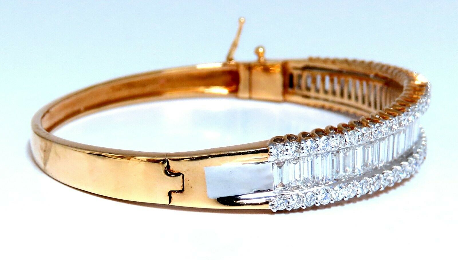 4.23ct Baguette & Round Diamond Three-Row Tennis Bracelet in 14K Gold - Elegant Jewelry for Weddings, Parties & Special Occasions