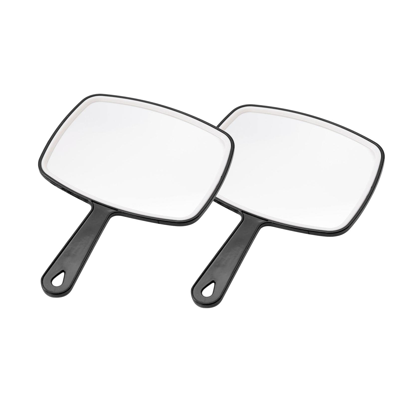 Shamjina 2-Pack Anti-Slip Rectangular Hand Mirror for Hair Styling & Makeup - Portable Handheld Paddle Mirror for Salon, Bathroom, and Travel Use