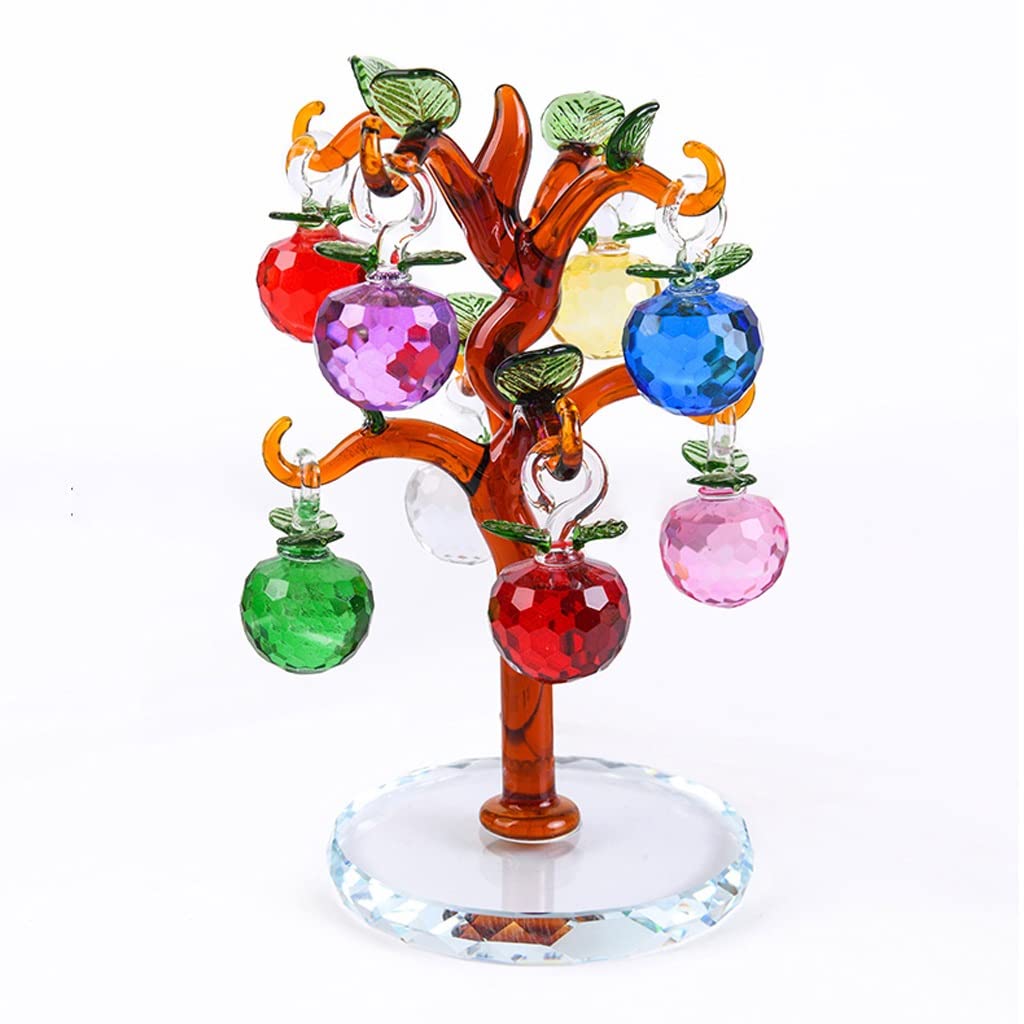 TOMYEUS Chakra Crystal Tree - Feng Shui Money Tree with Gemstones for Home & Office Decor | Lucky Apple Tree for Wealth, Prosperity & Positive Energy | Perfect Wedding, Housewarming Gift & Living Room Decoration | Natural Stone Jade Tree for Meditation & Spiritual Healing