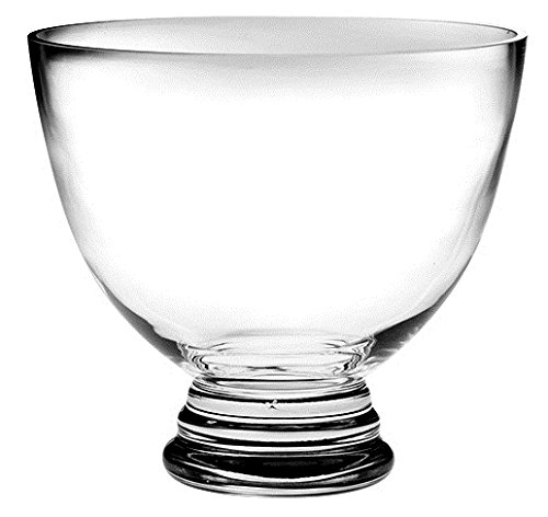 Barski Handmade Clear Glass Round Footed Bowl - 9.5 Inch Diameter European Crafted Serving Bowl for Fruit, Salad, Desserts & Home Decor