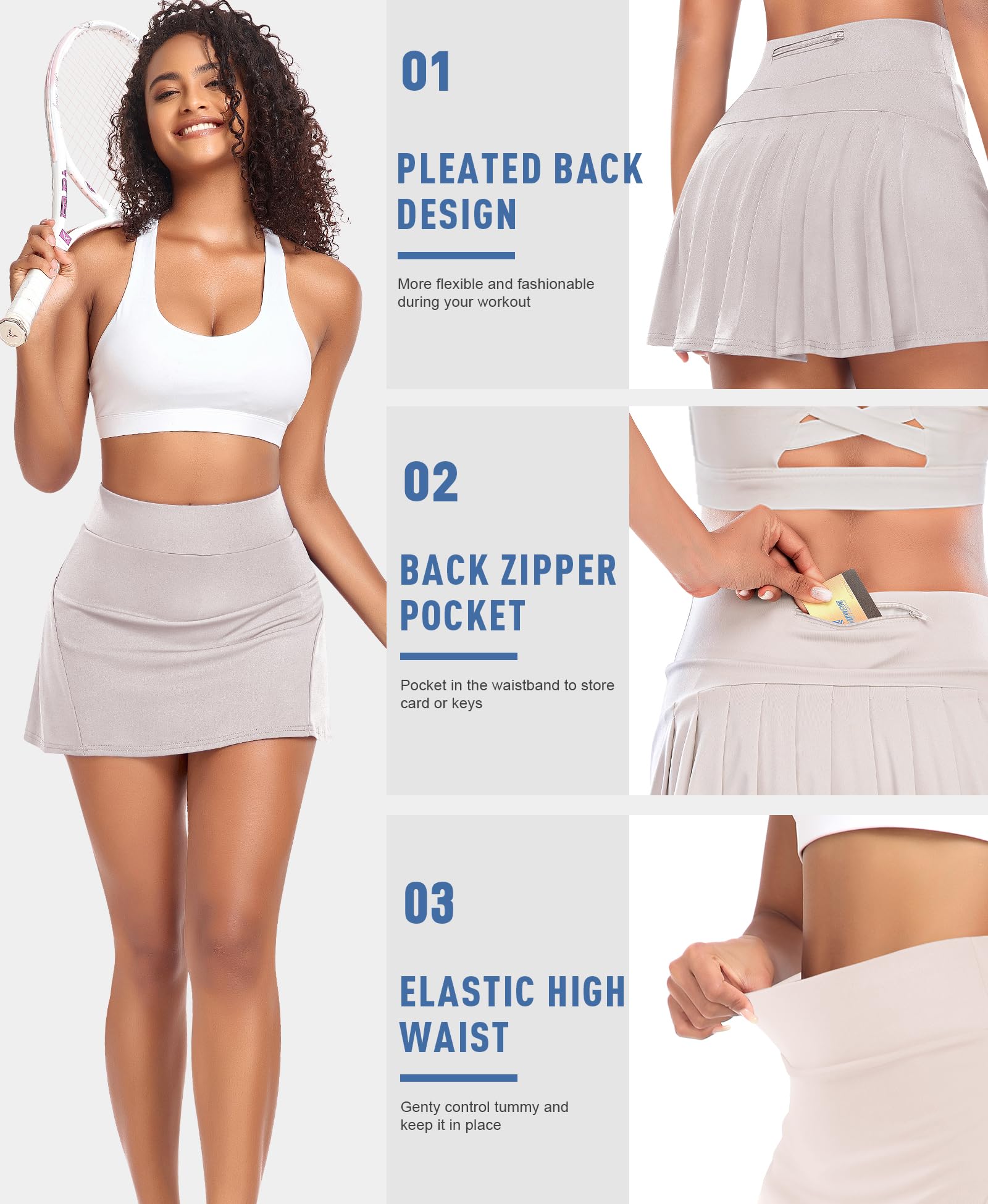 **Women's High Waisted Pleated Tennis Skirt with Pockets – Athletic Golf Skort for Running, Workout & Casual Wear**