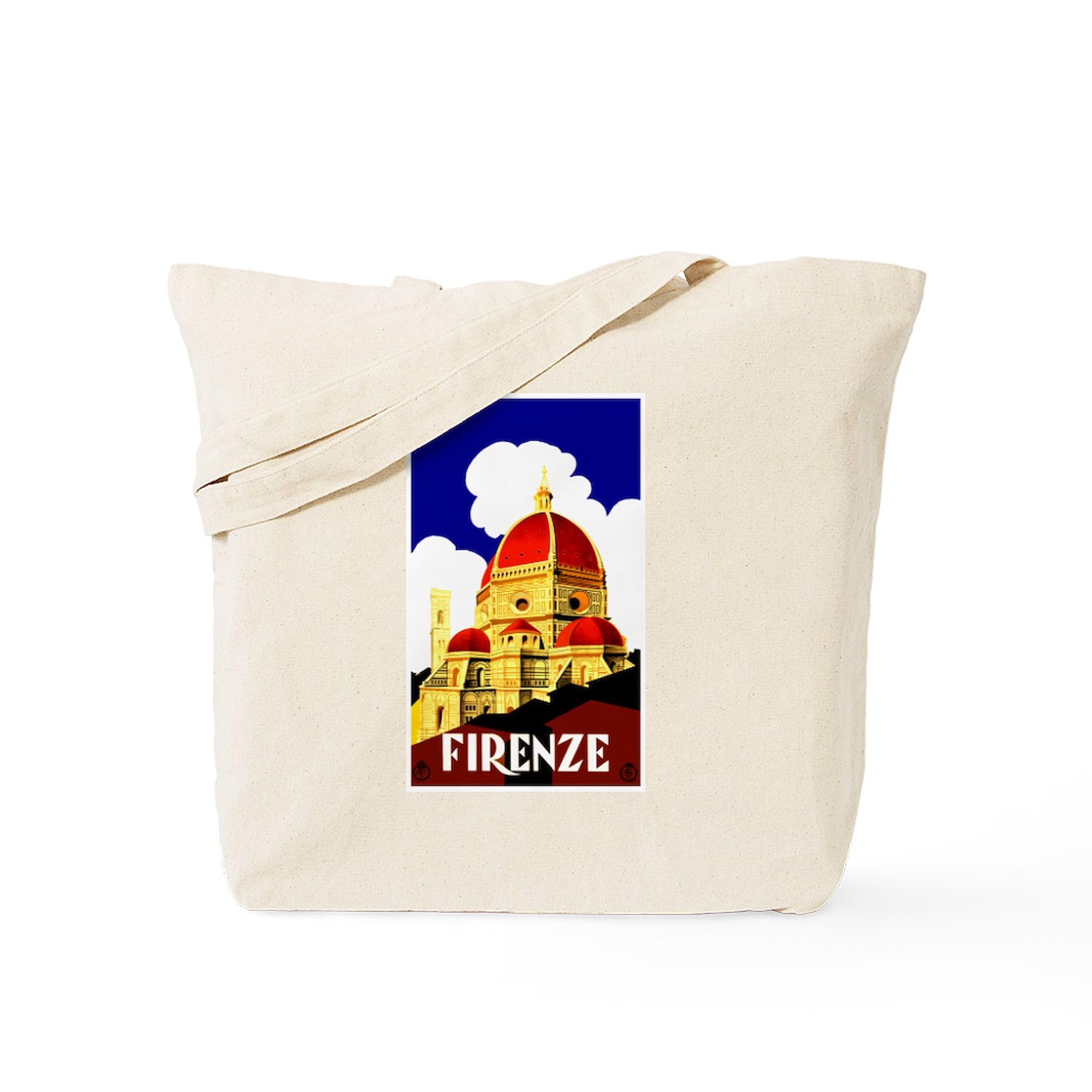 Vintage Florence Italy Travel Tote Bag - Natural Canvas Reusable Shopping Bag for Women & Men - Perfect for Groceries, Beach Trips & Daily Use