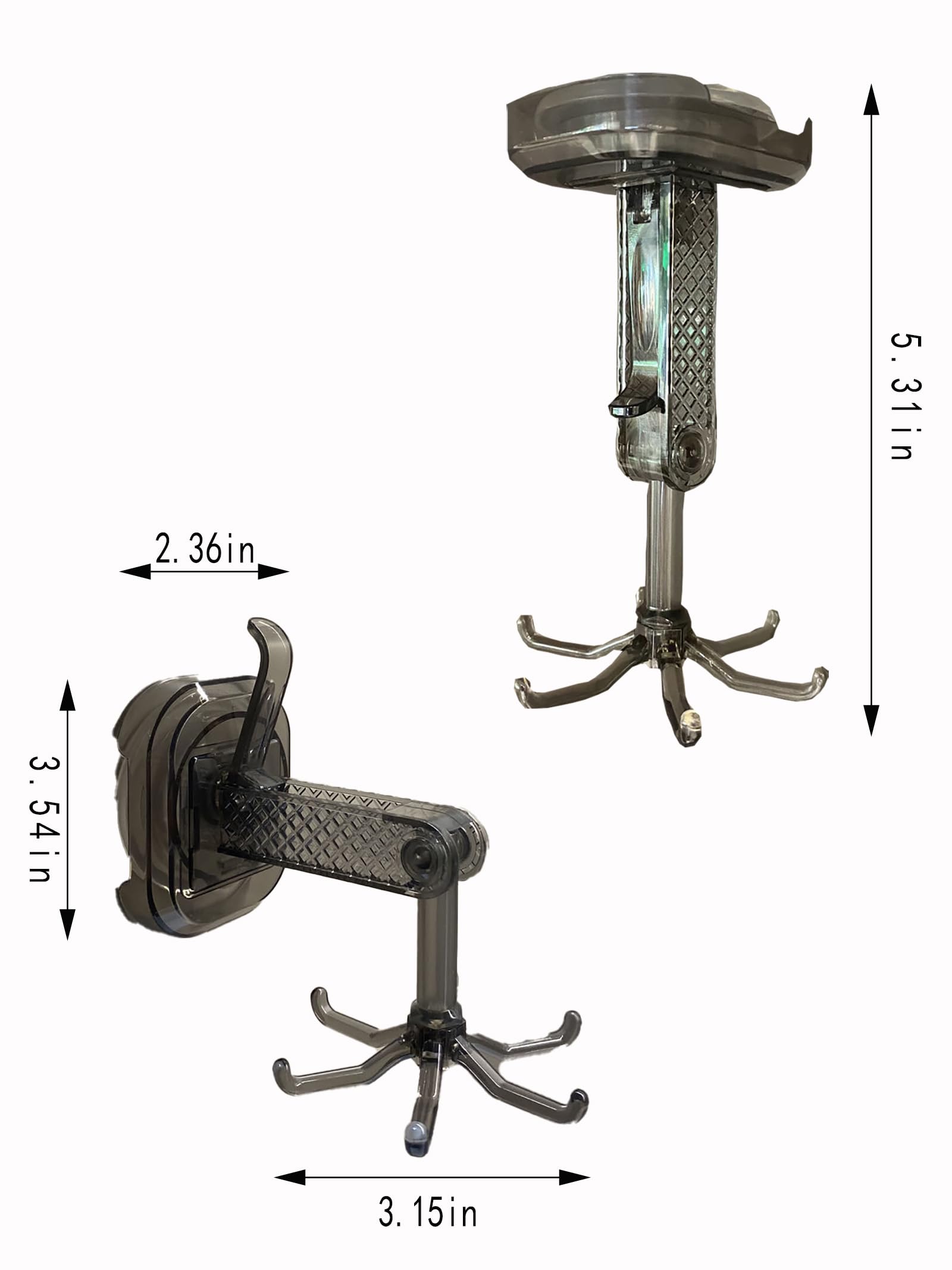 No-Drill Wall Mount Kitchen Utensil Hanger with Twist Suction Cups & Rotating Hooks - Space Saving Organizer for Kitchen, Bathroom, Shower Accessories - Foldable Design (2 Pack, Black) - Perfect for Small Spaces, Apartment Living & RV Use