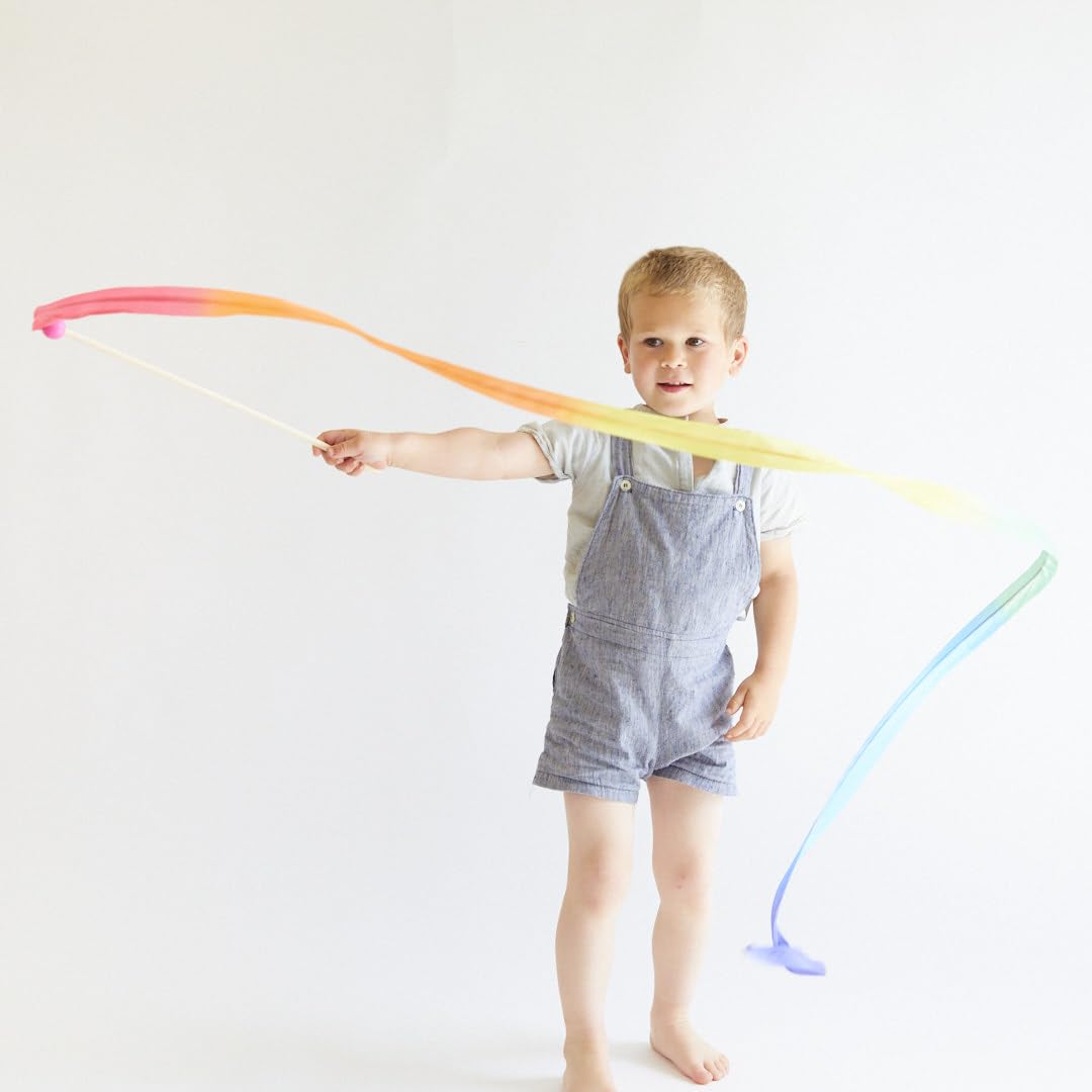 Sarah's Silks Pink Rainbow Streamer - Ribbon Dancer Toy for Kids | Imaginative Play, Dance Performance & Movement Activity | Perfect for Preschool, Birthday Parties & Outdoor Play