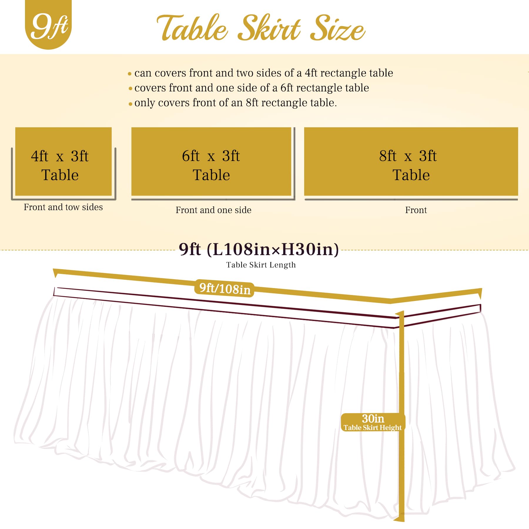 Suppromo 9ft Black Table Skirt - Premium Tutu Tablecloth for Rectangle & Round Tables - Elegant Party Decor for Birthday, Wedding, Baby Shower, Graduation & Halloween Celebrations - Perfect for Banquet Halls, Event Centers & Home Decor