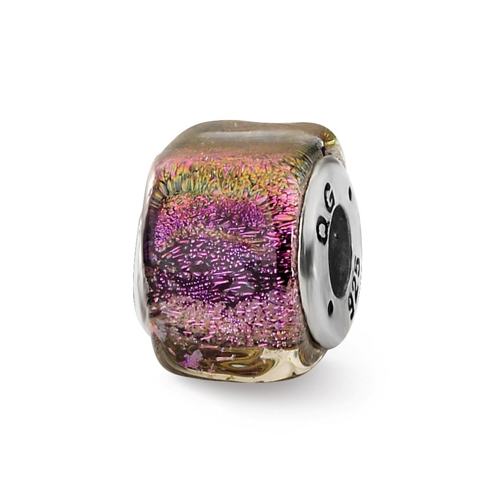 Premium Sterling Silver Purple Dichroic Glass Square Beads for Jewelry Making - Perfect for Necklaces, Bracelets & DIY Craft Projects