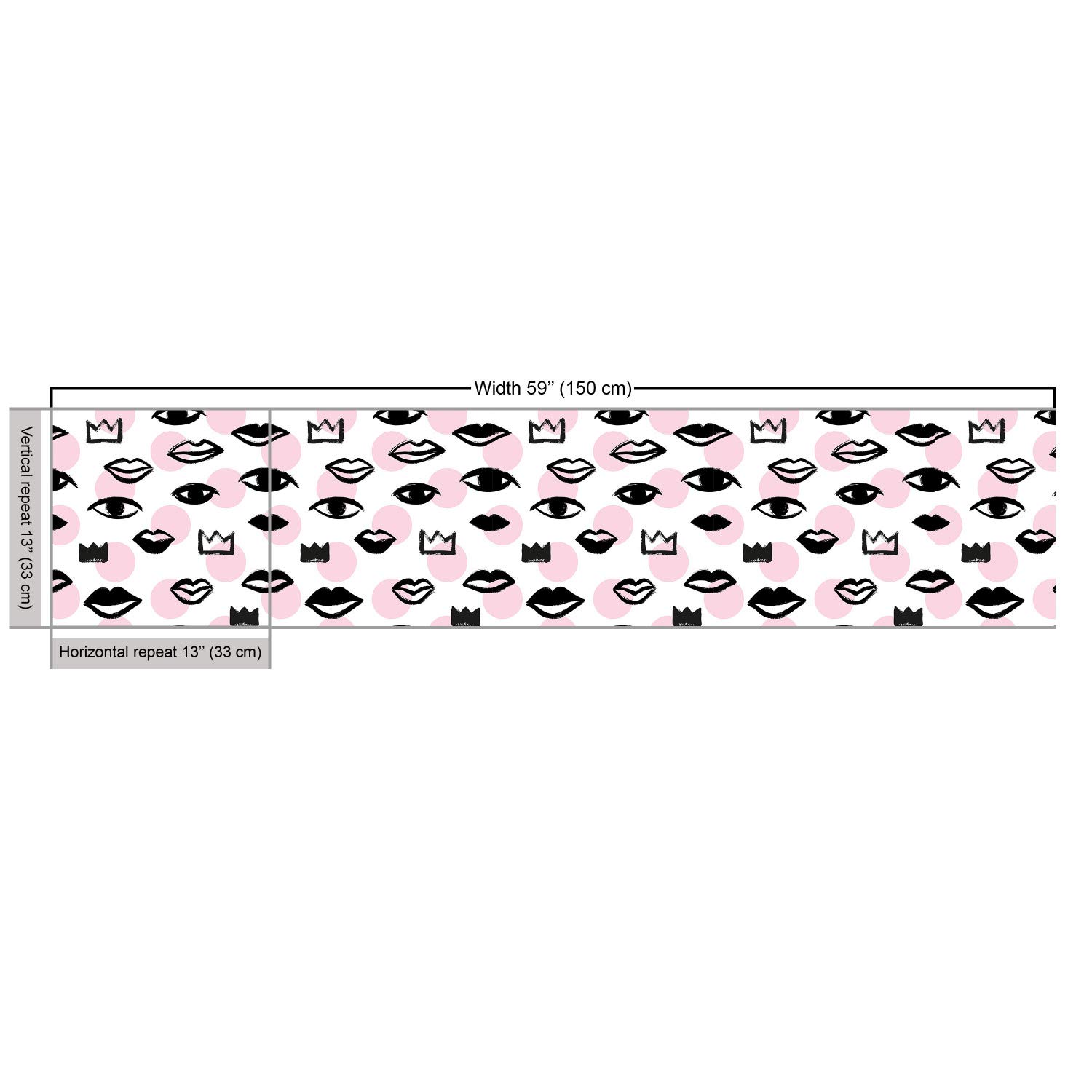 Ambesonne Love Fabric by The Yard - Handmade Brush Drawn Lips, Eyes & Crowns on Polka Dot Background - 10 Yards Rose Charcoal Grey Decorative Fabric for Upholstery, DIY Projects, Home Decor & Crafting - Perfect for Throw Pillows, Curtains & Table Runners