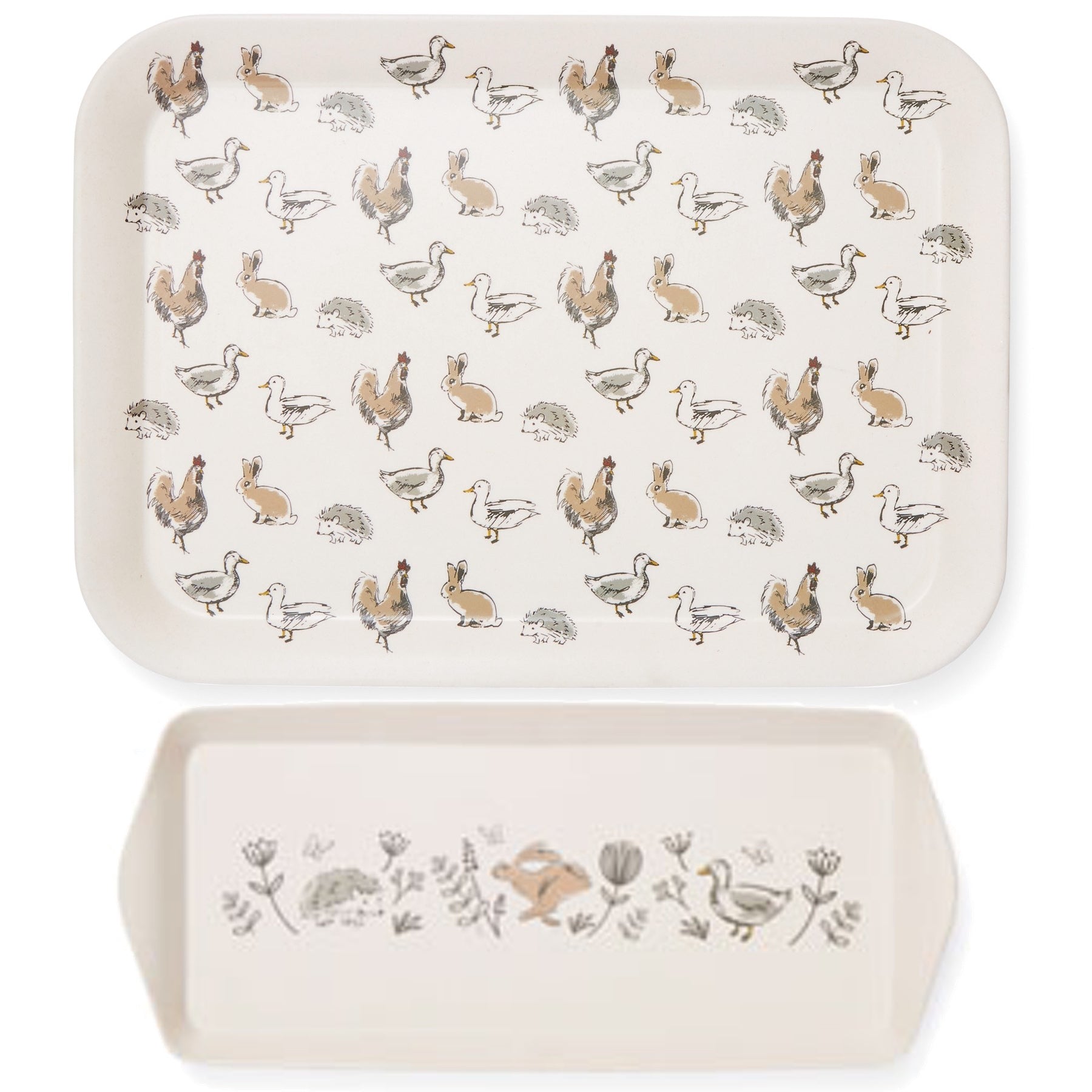Country Animals Bamboo Serving Tray - Eco-Friendly Wooden Snack Platter for Cheese, Fruits, Charcuterie - Perfect for Parties, Picnics & Home Decor