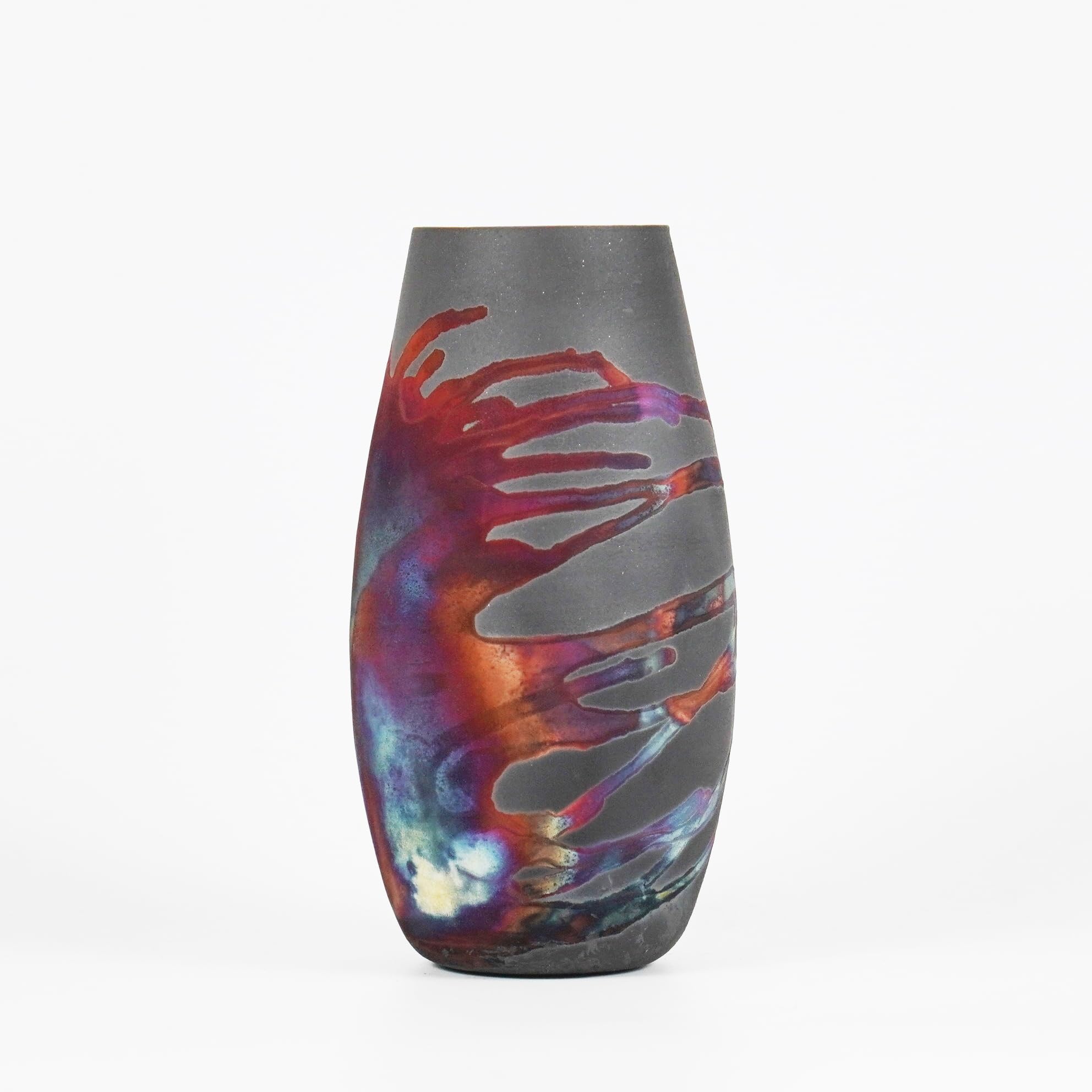Handmade 6 Inch Raku Ceramic Vase - Boho Home Decor, Unique Pottery Gift for Women, Mothers, Bridesmaids - Wedding, Housewarming & Birthday Present - Perfect for Living Room, Bedroom or Office Decor