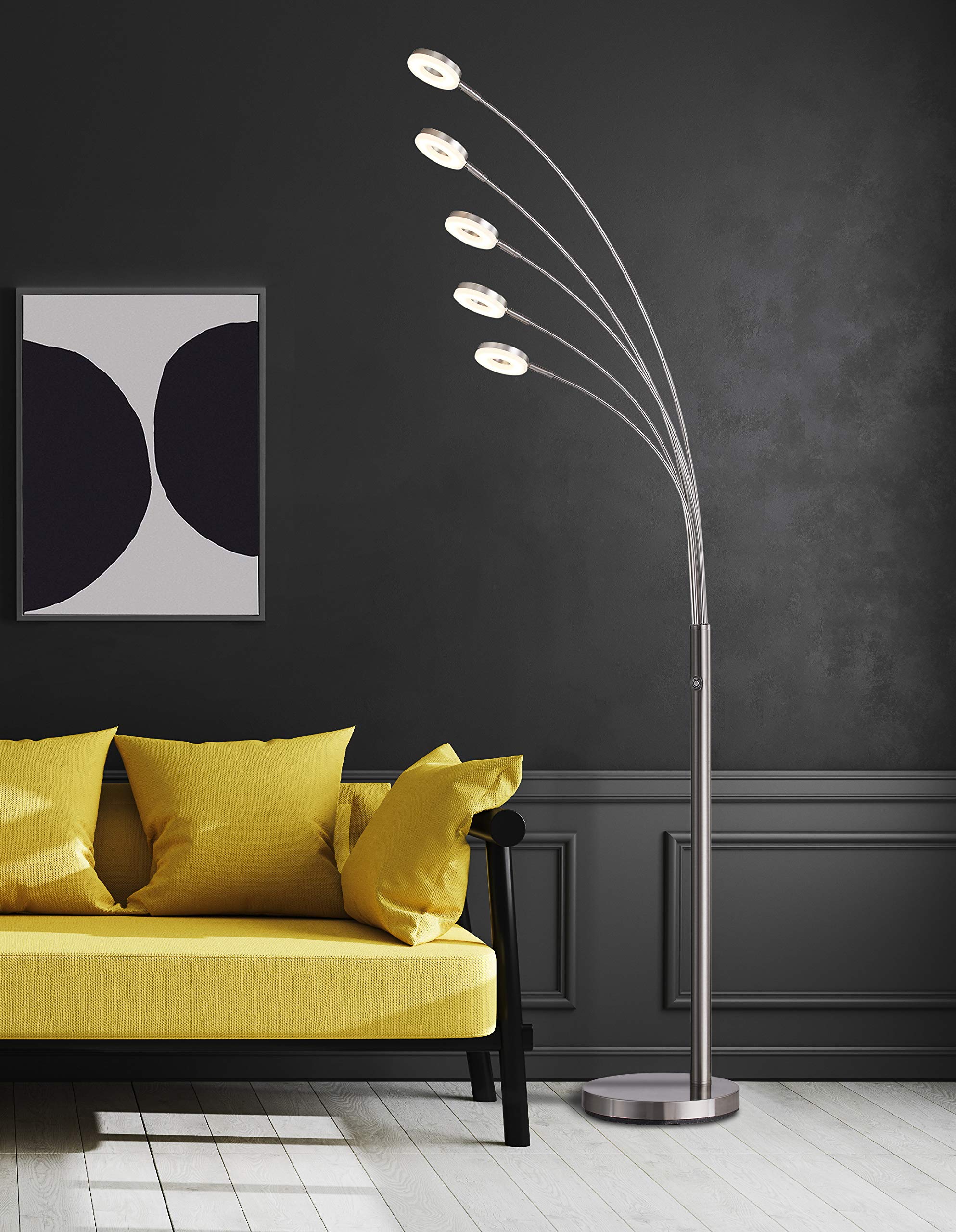 Artiva USA UFO Super Bright LED 5-Arched Floor Lamp with Touch Dimmer - Modern Adjustable Lighting for Living Room, Bedroom & Office Decor
