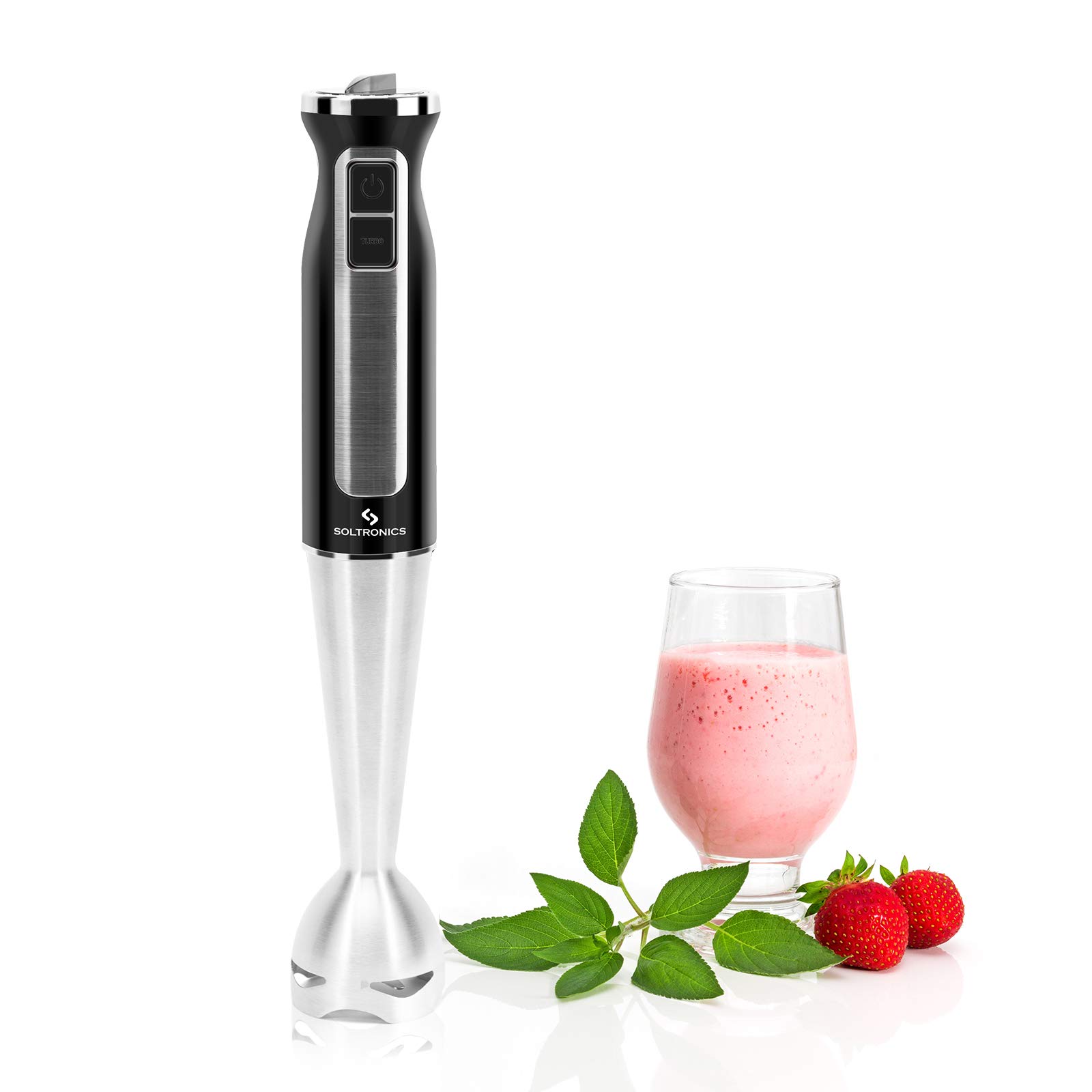 3-in-1 Hand Blender 500W, 8-Speed Immersion Stick Blender with Milk Frother & Egg Whisk - Perfect for Smoothies, Baby Food Puree, Coffee Foam, Soups & Sauces - BPA-Free Kitchen Essential for Home Cooking & Baking - Black