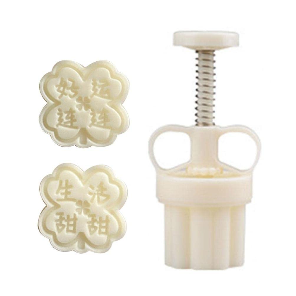 SYlive 50g Cute Clover-Shaped Pastry Molds - Mooncake Molds & Baking Tools for DIY Desserts, Hand Press Plastic Material - Perfect for Mooncakes, Cookies, and Pastry Making