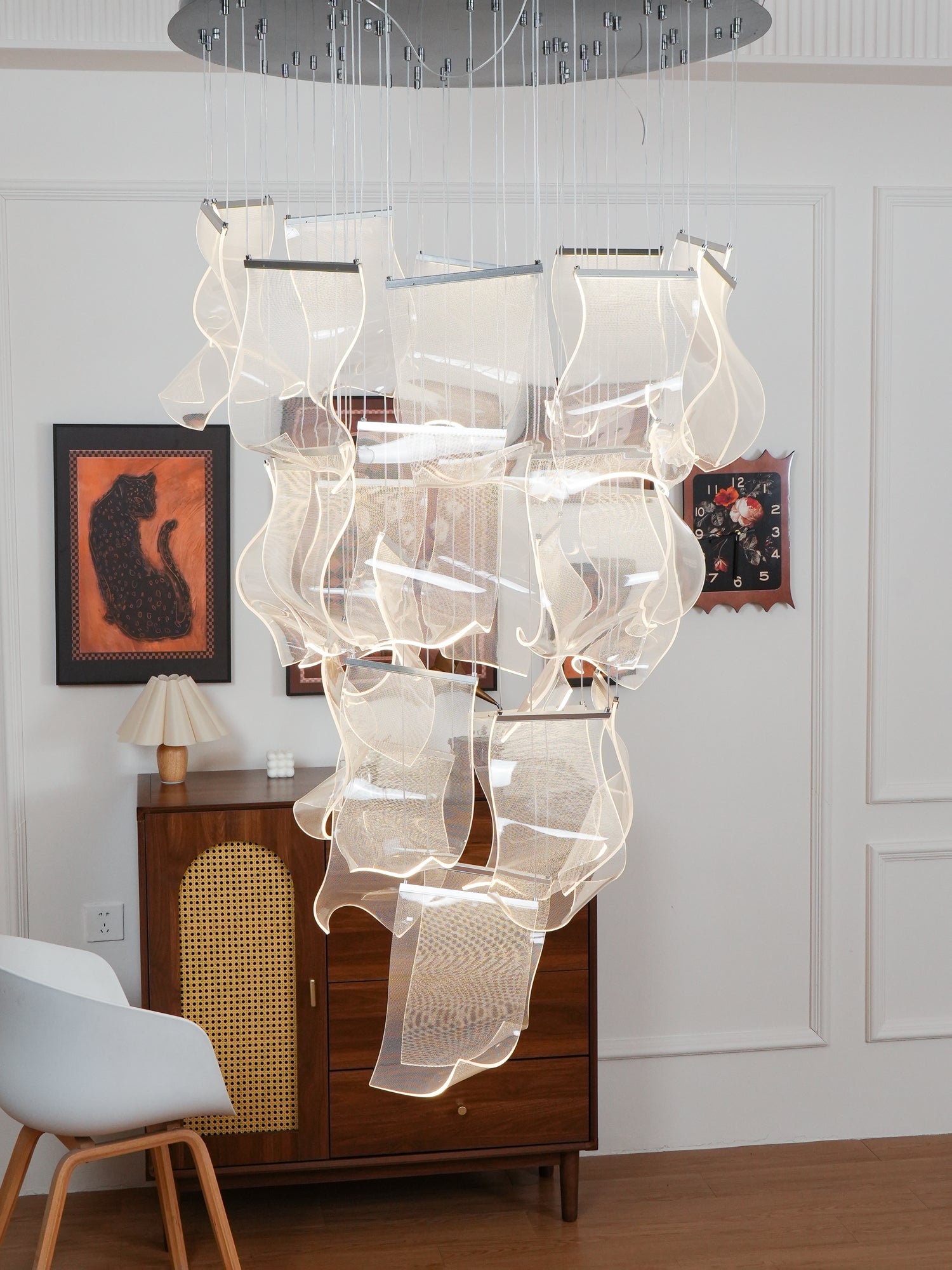 Modern Acrylic LED Chandelier - Energy Efficient Crystal Ceiling Light Fixture for Dining Room, Bedroom & Living Room Decor