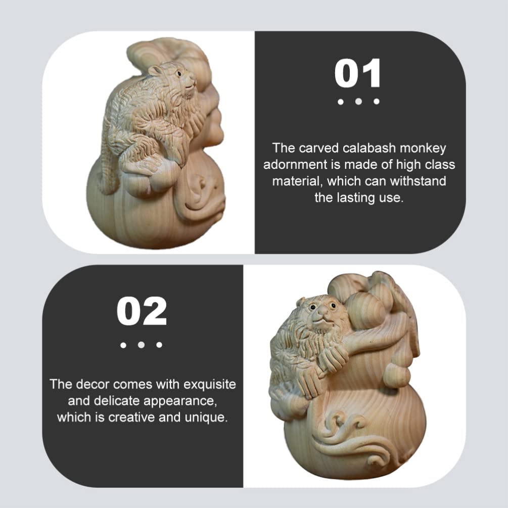 Exquisite Hand-Carved Wooden Monkey Figurine - Chinese Boxwood Home & Office Decor, Desktop Ornament, Gift for Collectors - Perfect for Feng Shui, Bookshelf Display, and Asian-Inspired Interior Design