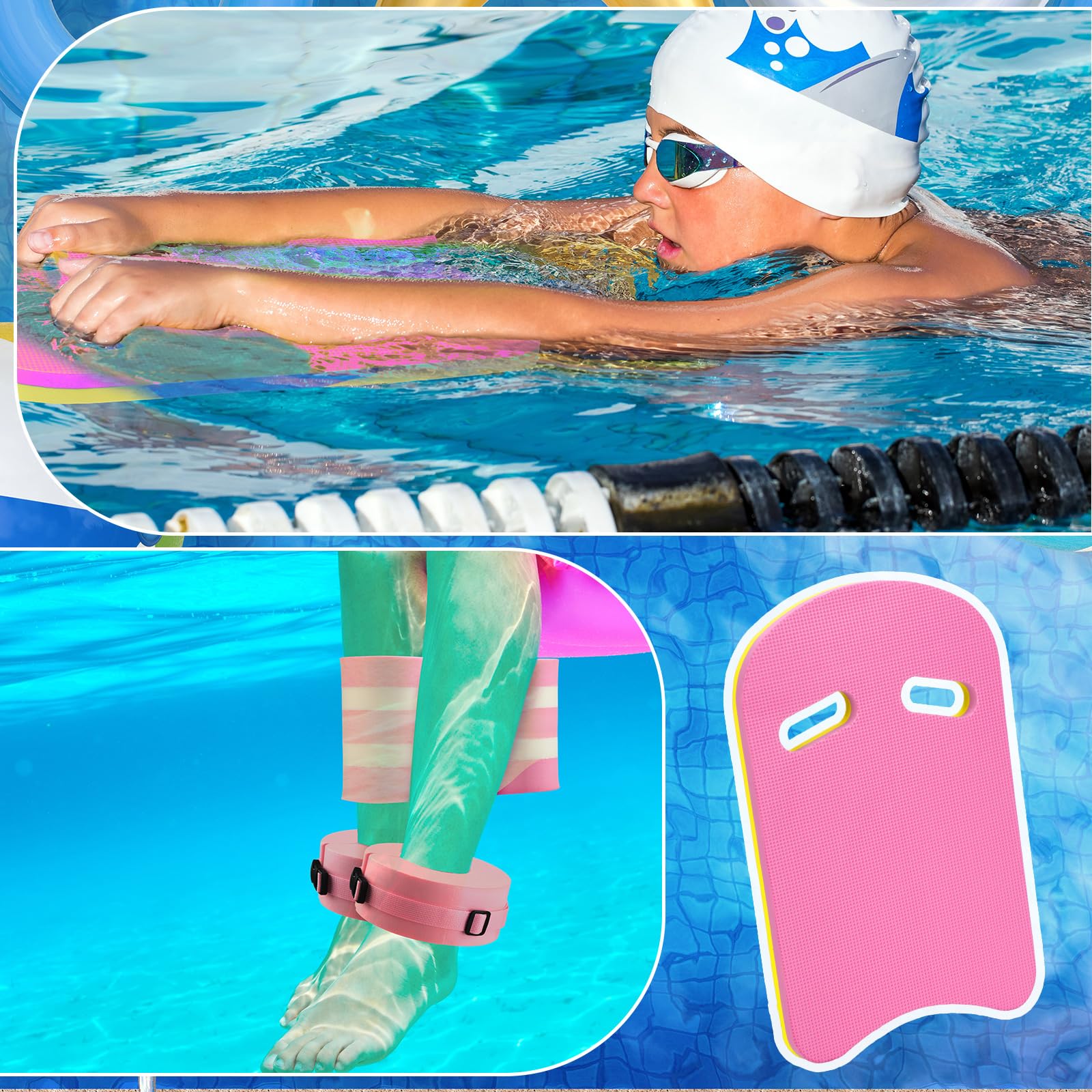 8-Piece Water Aerobics Set with Foam Dumbbells, Swim Belt, Pull Buoy, Kickboard & Gloves - Aquatic Fitness Equipment for Weight Loss, Pool Workouts & Water Therapy Exercises