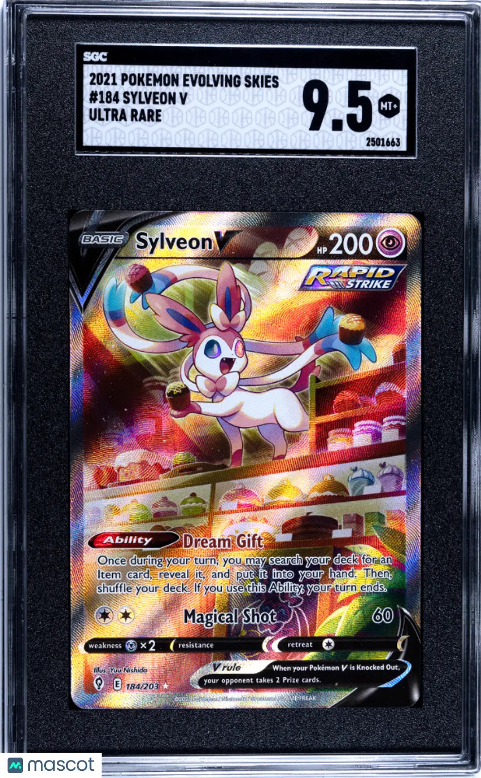 2021 Pokémon Evolving Skies Sylveon V Ultra Rare #184 SGC 9.5 Graded Card - Collectible Trading Card Game for Pokémon Fans & Competitive Play