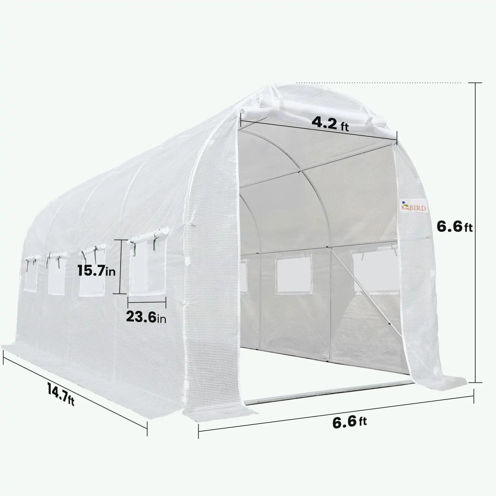 15' x 6.6' x 6.6' Walk-in Greenhouse Kit with Sturdy Frame & UV Protection - Perfect for Backyard Gardening, Plant Growing & Seed Starting