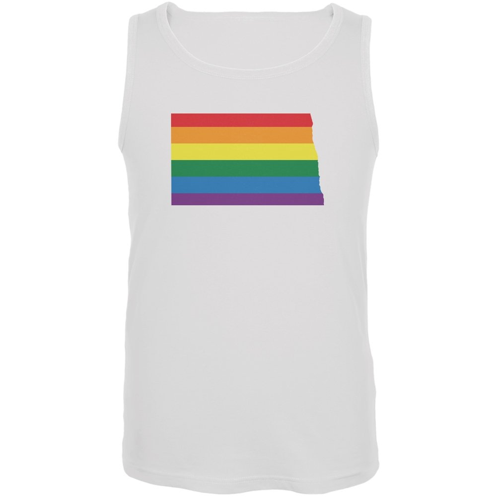 North Dakota LGBT Gay Pride Rainbow White Adult Tank Top - 2X-Large | Comfortable & Stylish Pride Apparel for LGBTQ+ Events, Parades & Everyday Wear