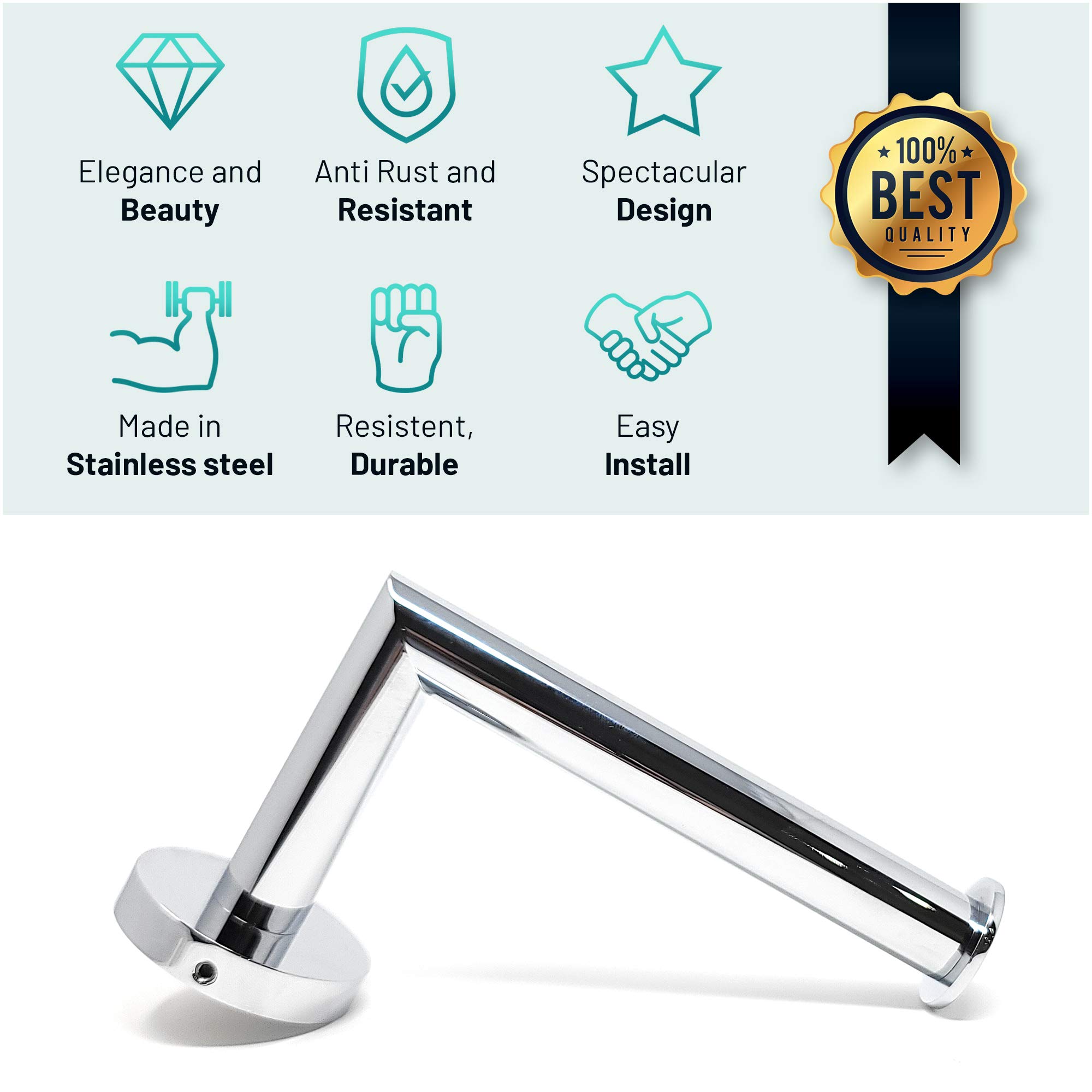 Stainless Steel Toilet Paper Holder - Rust-Free Wall Mount Bathroom & Kitchen TP Roll Holder - Easy Clean & Durable Design Fits All Decor Styles | Perfect for Modern Homes, Apartments & Commercial Restrooms
