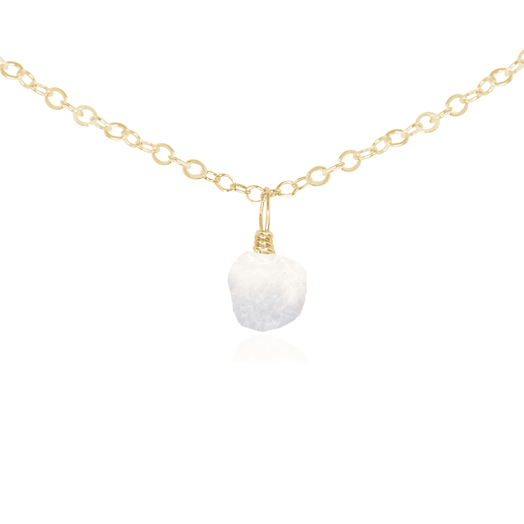 Natural Rainbow Moonstone Pendant Necklace - Tiny Rough Gemstone Choker for Boho Jewelry & Spiritual Healing