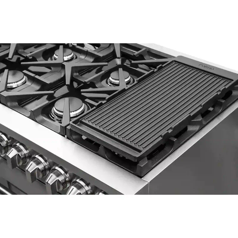 FORNO Massimo 48 Inch Freestanding Dual Fuel Range - Stainless Steel Professional Gas & Electric Oven with 6 Burners - Perfect for Home Kitchen & Restaurant Use - Model FFSGS6125 48