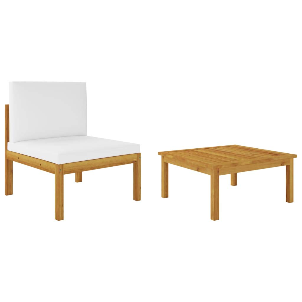 Premium 2-Piece Acacia Wood Patio Lounge Set with Cushions - Outdoor Garden Furniture for Yard, Backyard, Lawn, Porch, Poolside & Balcony - Perfect for Relaxing, Sunbathing and Entertaining Guests