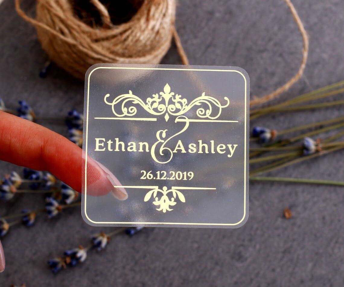 Personalized Gold Foil Wedding Favor Stickers - Elegant Thank You Labels for Wedding Party Favors & Invitations | Perfect for Bridal Showers, Anniversary Gifts & Special Events