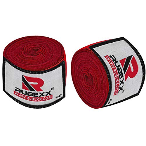Professional 180-Inch Boxing Hand Wraps - Elastic Wrist & Fist Protection for MMA, Muay Thai, Kickboxing & Training - Thumb Loop Inner Gloves (Red) - Ideal for Men & Women Fighters in Sparring, Gym Workouts & Martial Arts Practice