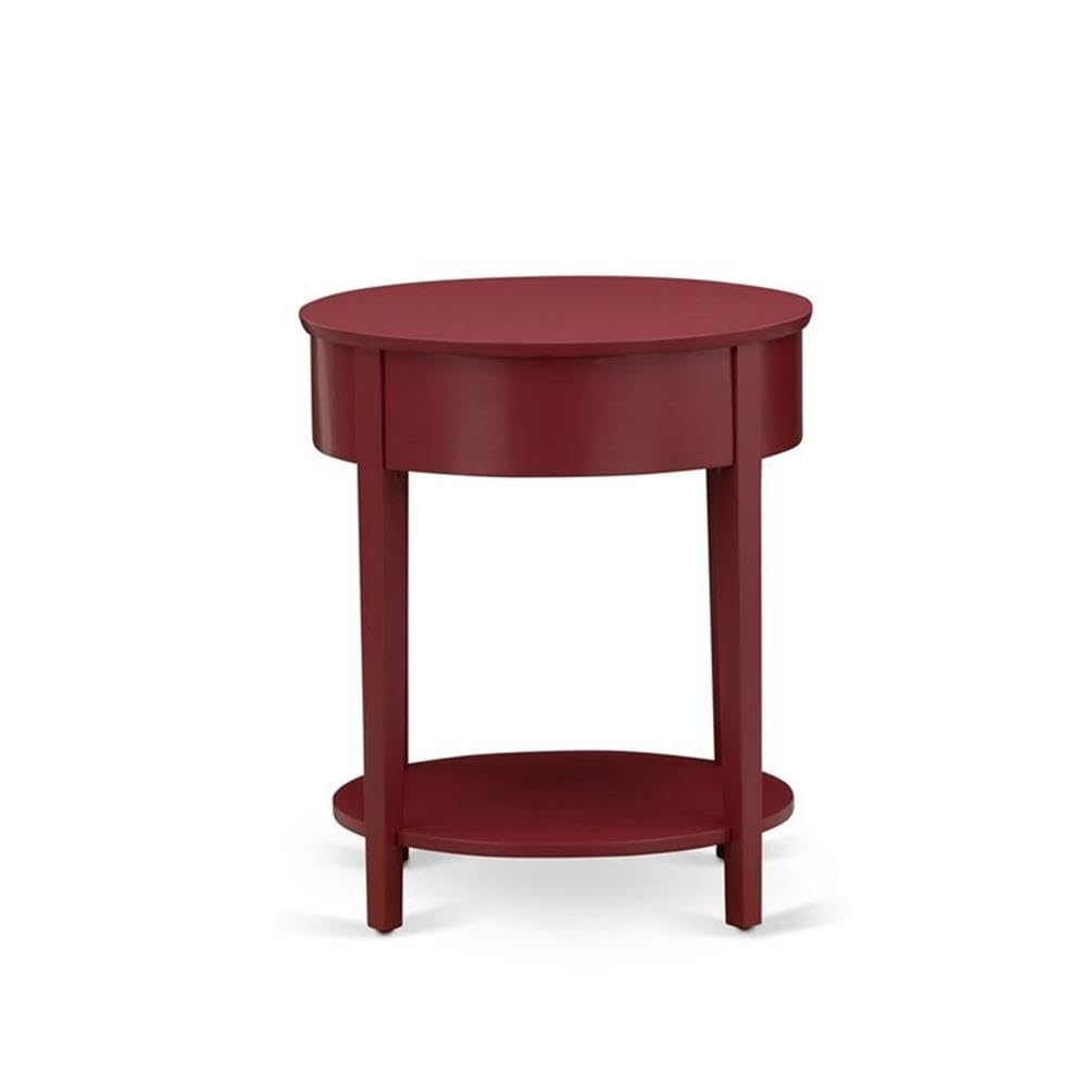 Modern End Table with Wooden Drawer - East West Furniture HI-13-ET - Sturdy Burgundy Finish Nightstand for Bedroom, Living Room & Office