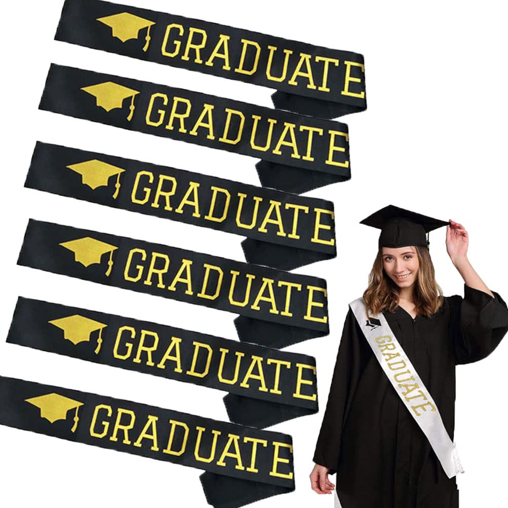 Amosfun 6Pcs Graduation Stoles - Printed Honor Sash for Bachelor's Degree Graduates | Perfect for Graduation Ceremonies, Parties & Academic Celebrations