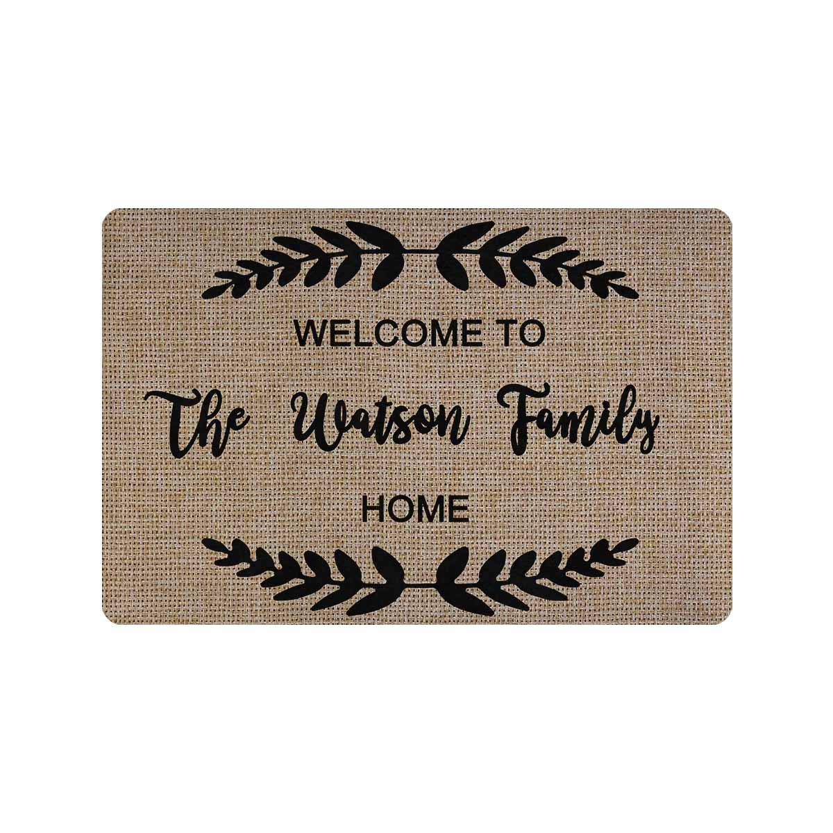 Personalized Welcome Door Mat with Custom Text & Name - Non-Slip Outdoor Entryway Rug for Front Porch, Home Entrance & Housewarming Gifts