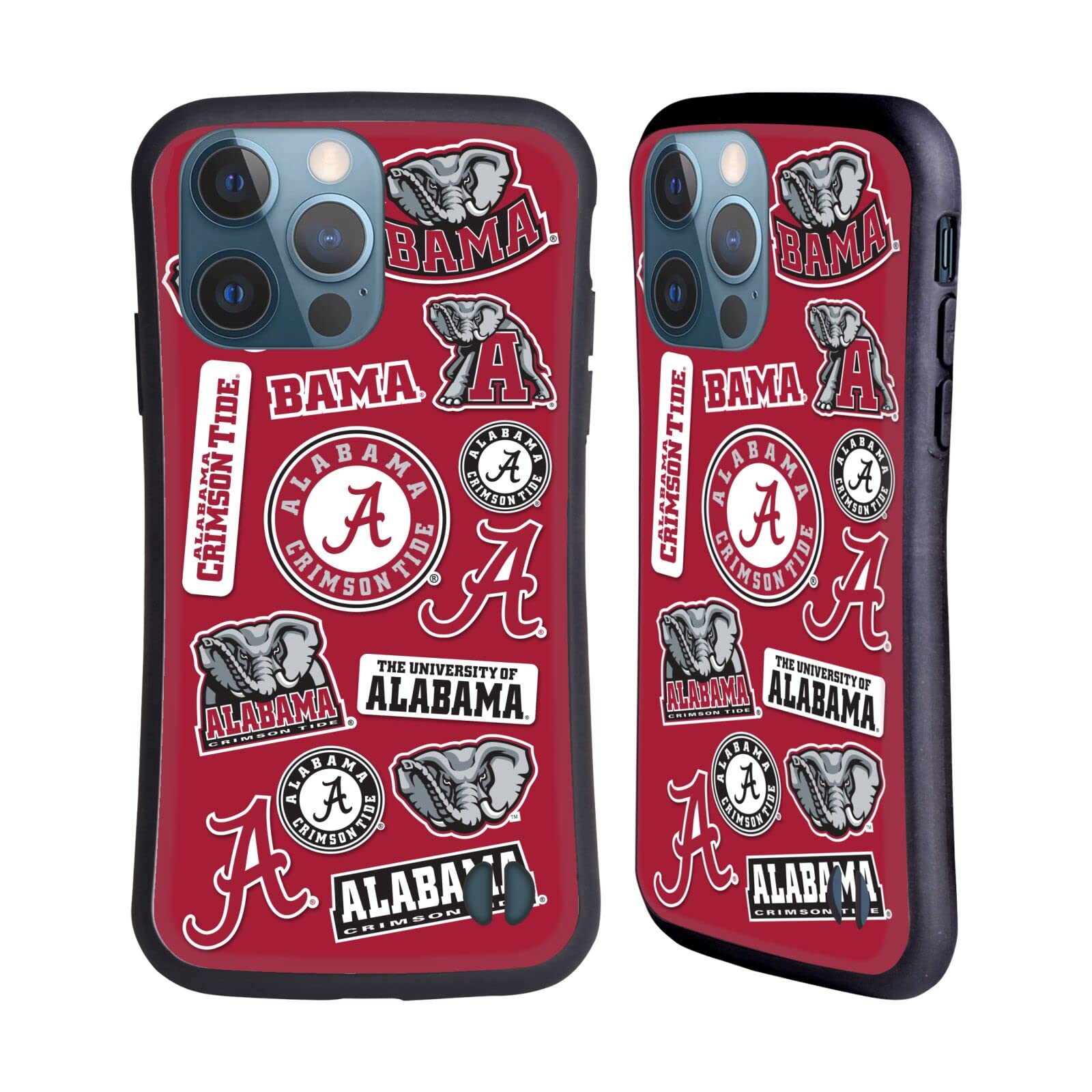 Official University of Alabama UA iPhone 13 Pro Case - Licensed Collage Hybrid Cover by Head Case Designs - Perfect for Game Days, School Pride & Bama Fans
