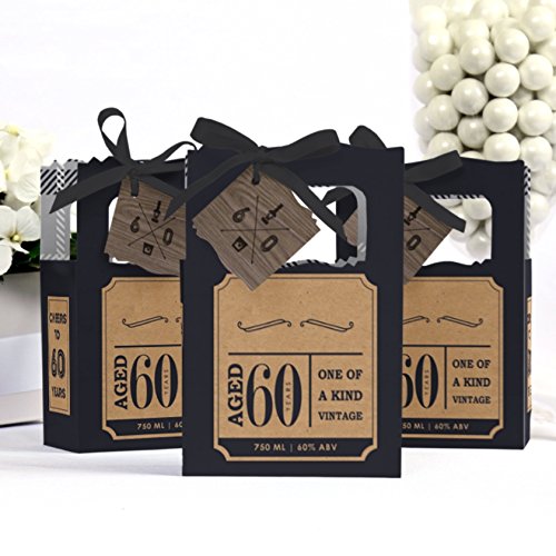 Big Dot of Happiness 60th Birthday Party Favor Boxes - Set of 12 Milestone Celebration Decorations for Anniversary, Retirement & Special Occasions