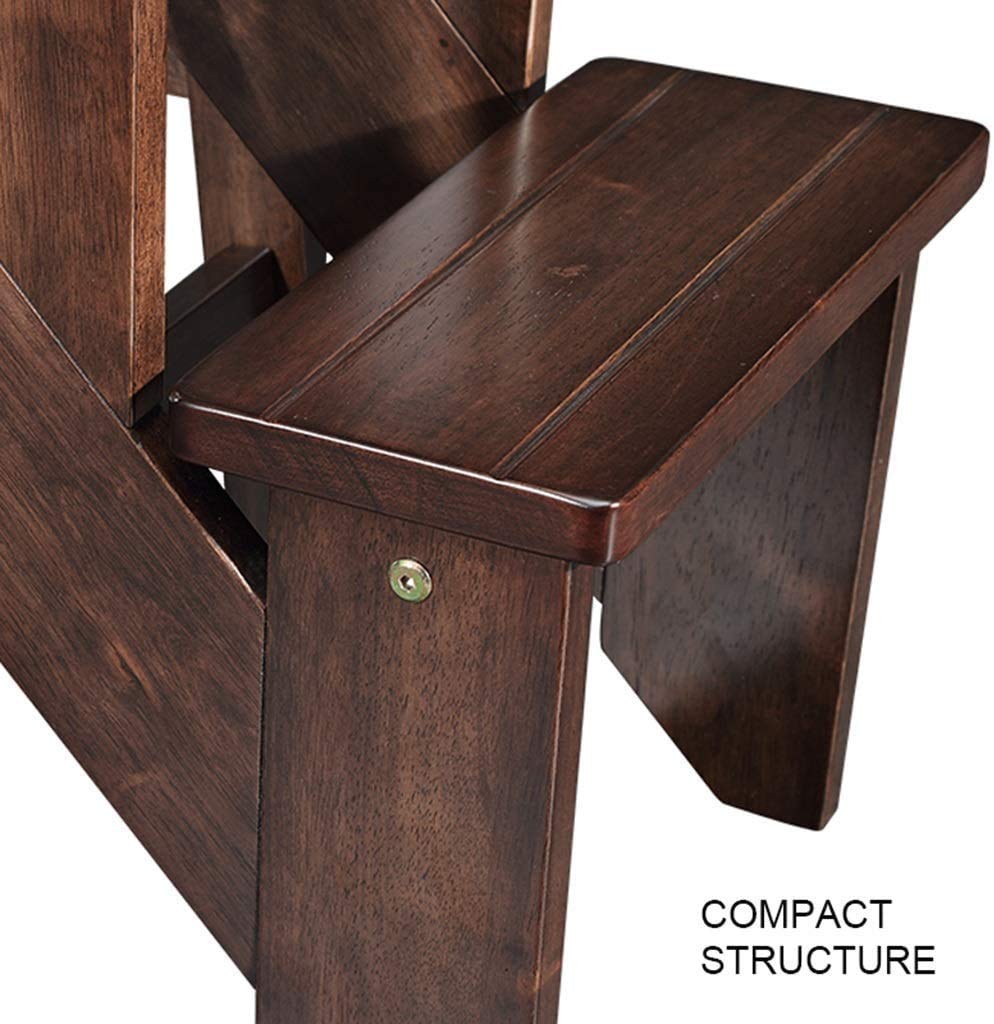 3-Step Folding Wooden Step Stool for Bedroom & Kitchen - Walnut Color, Compact Storage, Multi-Purpose Foot Stool & Plant Stand - Perfect for Home, Office, and Small Spaces