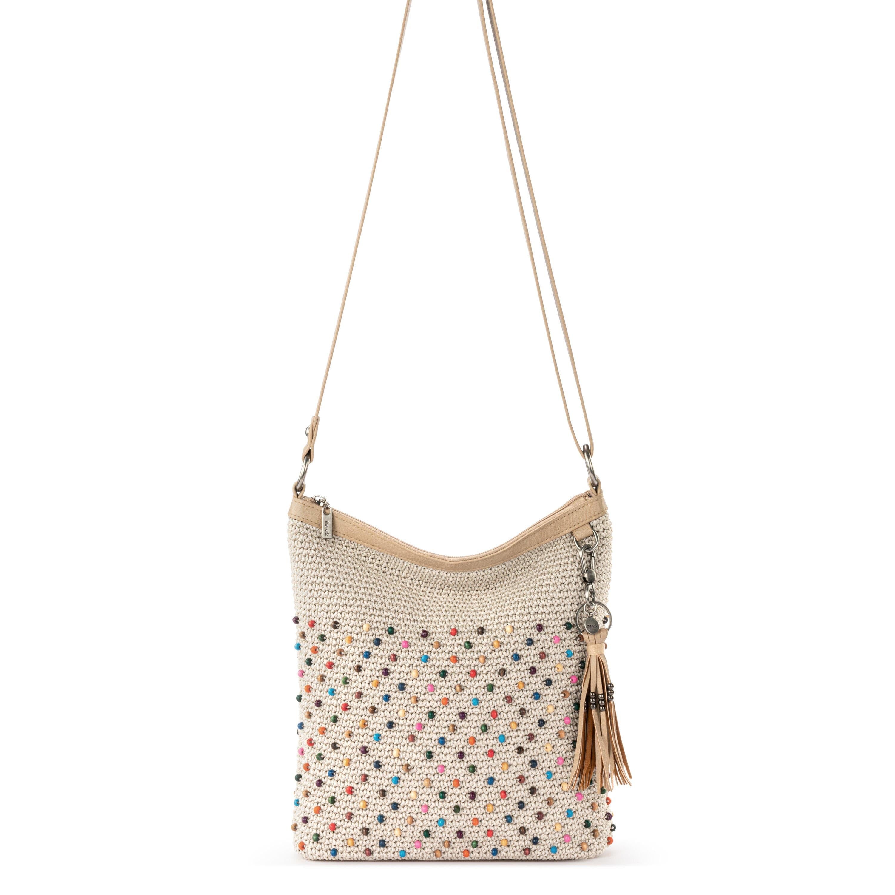 Handmade Lucia Crossbody Bag - Elegant Hand Crochet Purse with Ecru Multi Beads | Perfect for Women's Casual Outfits, Date Nights & Boho Fashion Accessories