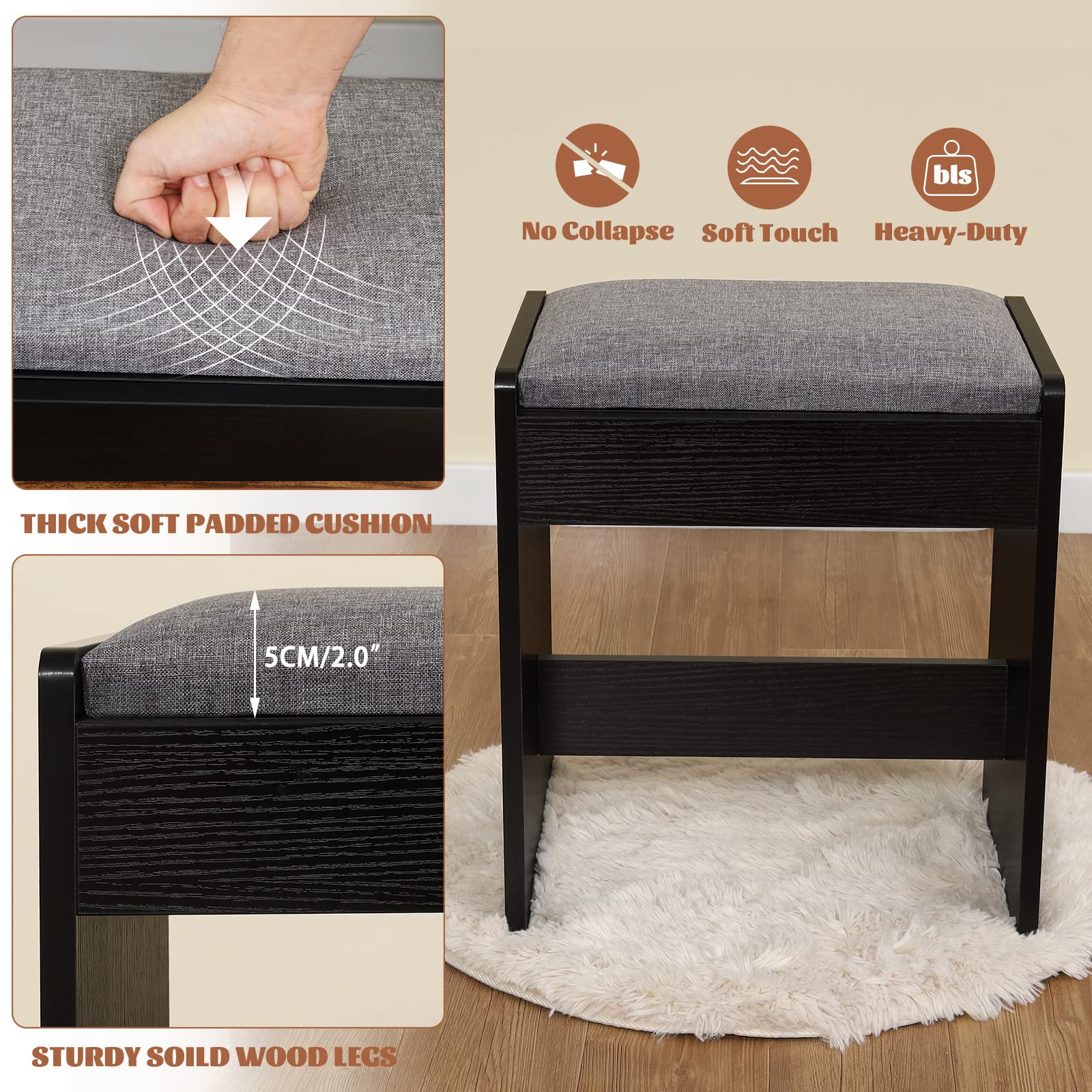USIKEY Makeup Vanity Desk with LED Lights & Mirror - 3-Tier Storage Vanity Table with Drawer, Cabinet & Stool - Elegant Black Dressing Table for Bedroom, Perfect for Makeup Application & Beauty Organization